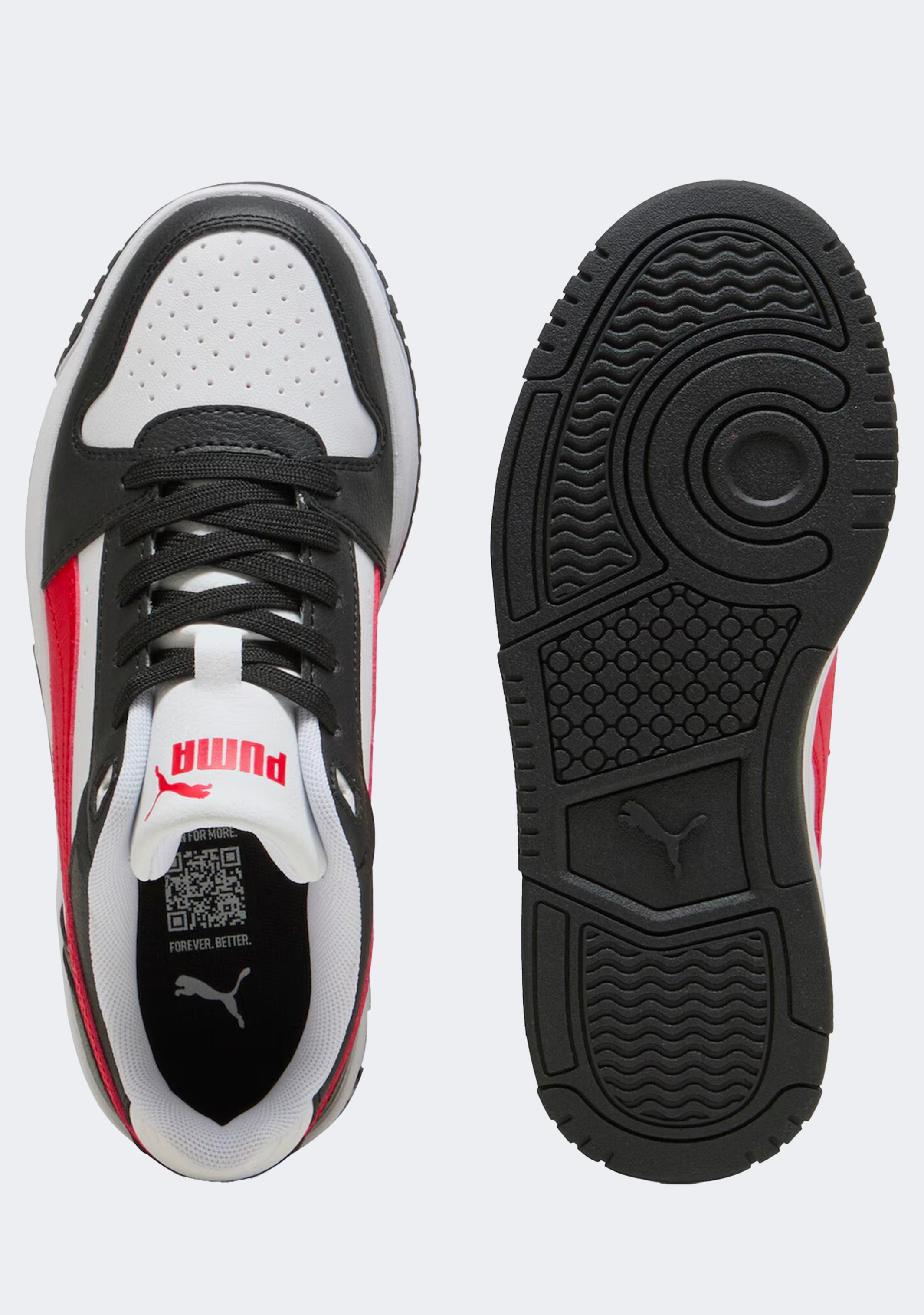 PUMA KID'S REBOUND SLAM LO BLACK/RED/WHITE SNEAKER SHOES