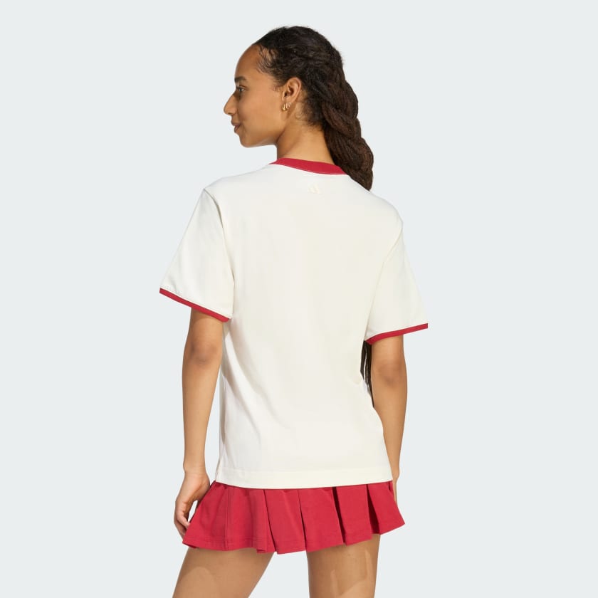 Adidas Women's Colorpop Embroidered Graphic Off White/Maroon Tee