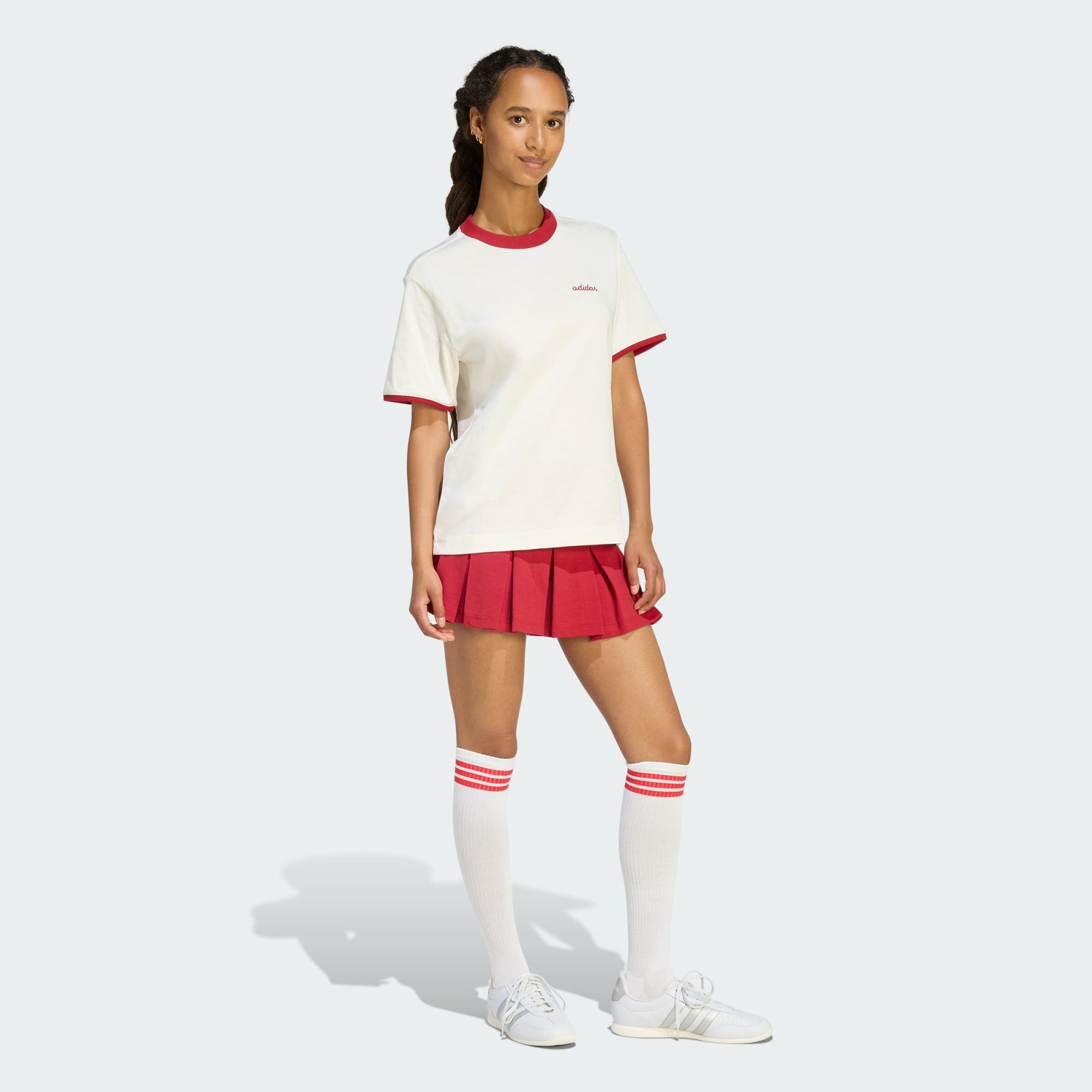 Adidas Women's Colorpop Embroidered Graphic Off White/Maroon Tee