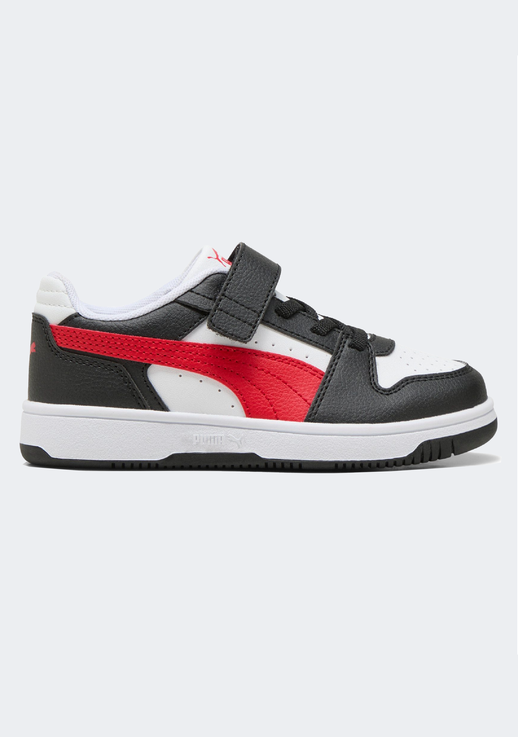 PUMA KID'S HOOK N' LOOP REBOUND SLAM LO BLACK/RED/WHITE SNEAKER SHOES