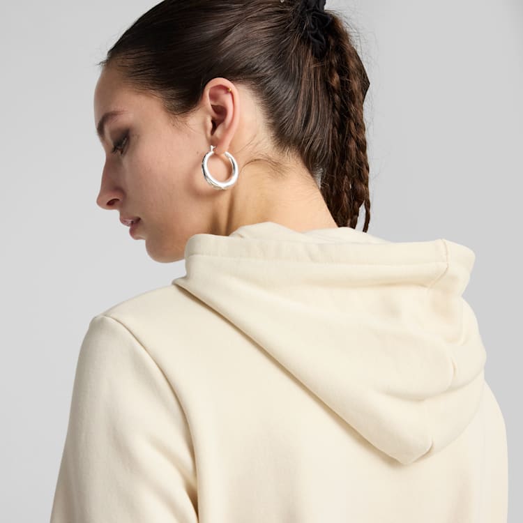 Puma Womens Essential Logo Fleece Hood Beige