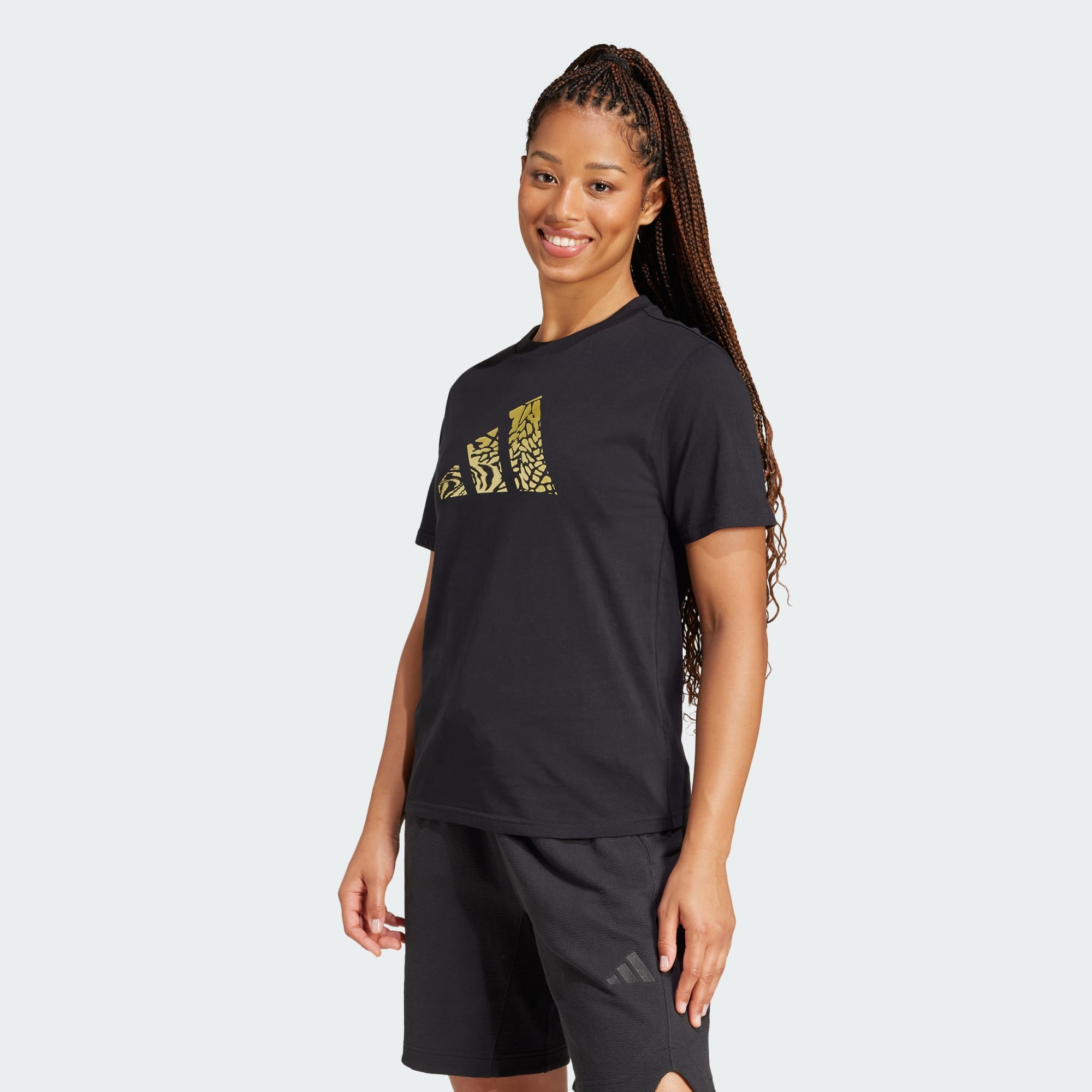 Adidas Women's Tech Metallic Graphic Black/Gold Tee