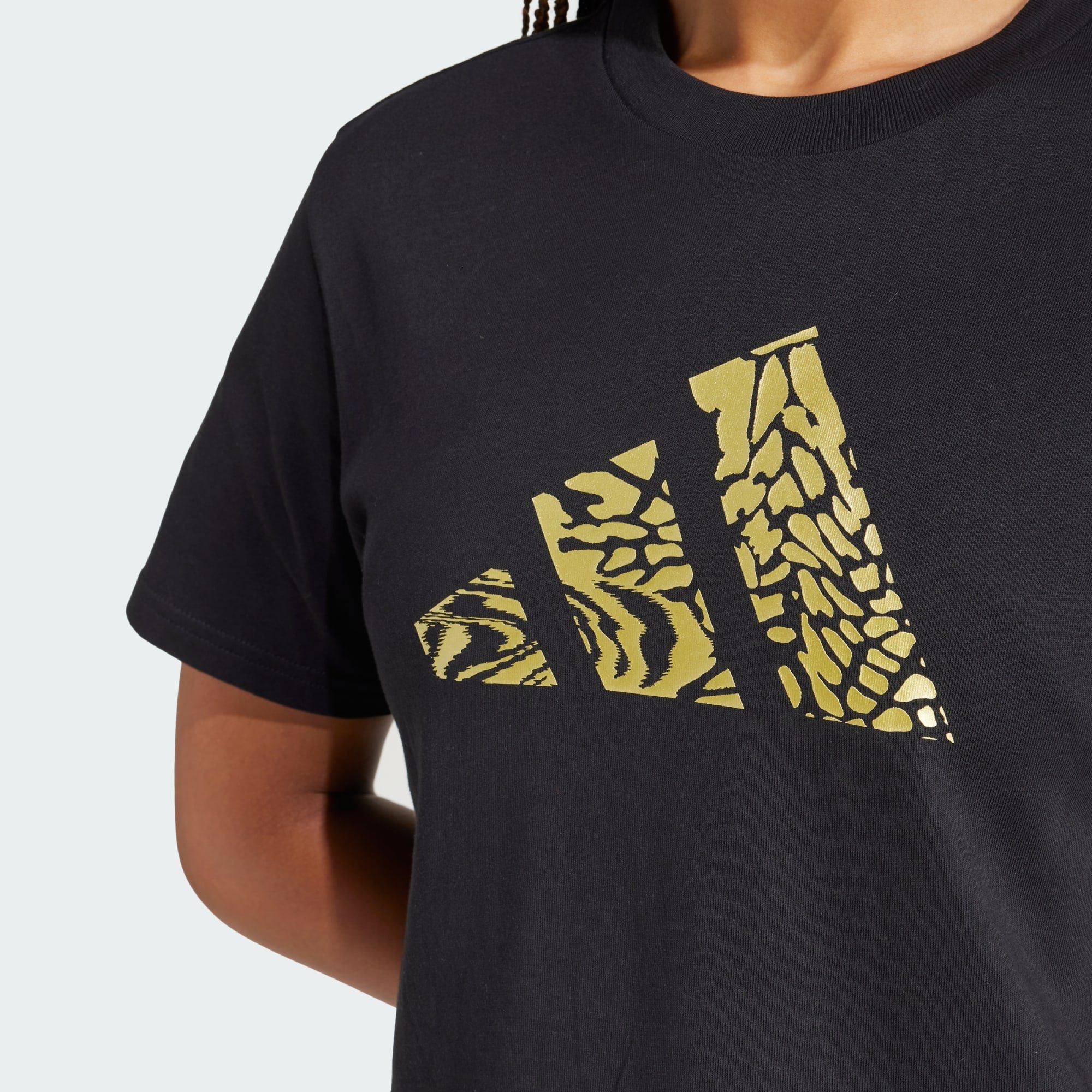 Adidas Women's Tech Metallic Graphic Black/Gold Tee