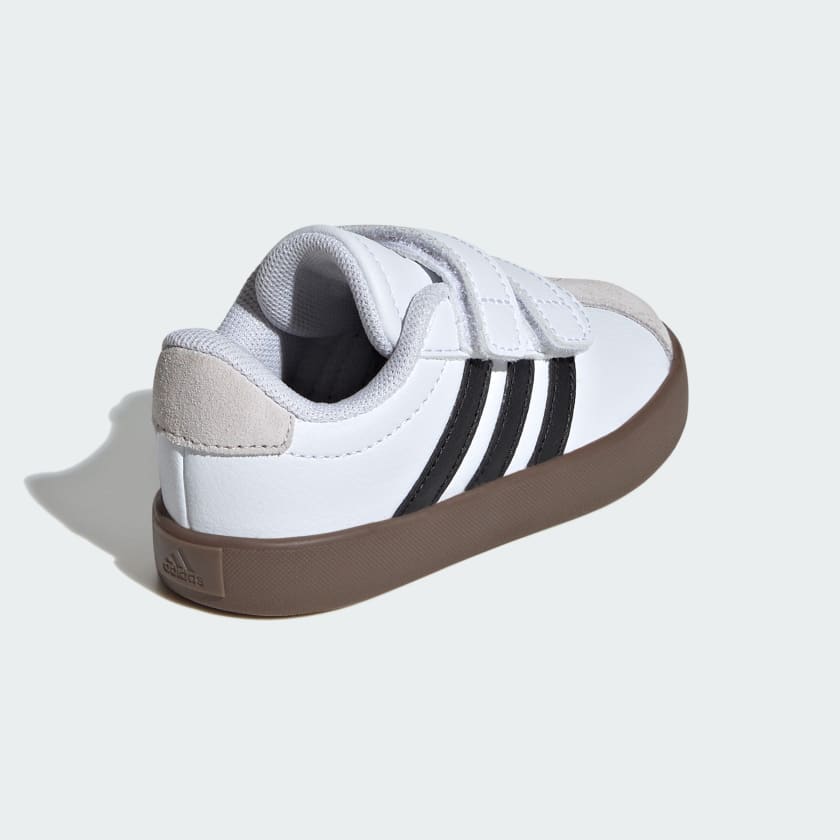 Adidas Kid's Vl Court 3.0 Hook N' Loop White/Black Sneaker Shoes