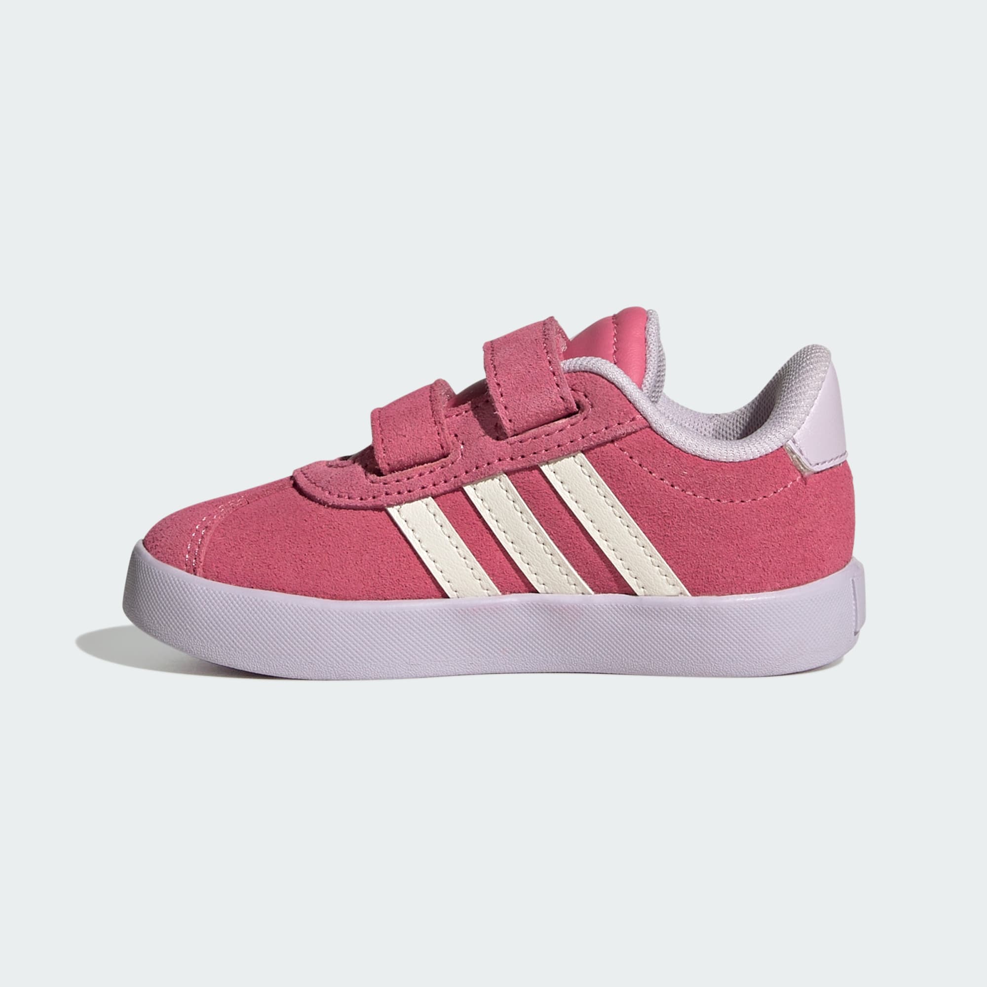 Adidas Kid's Vl Court 3.0 Pink/White/Lavender Sneaker Shoes