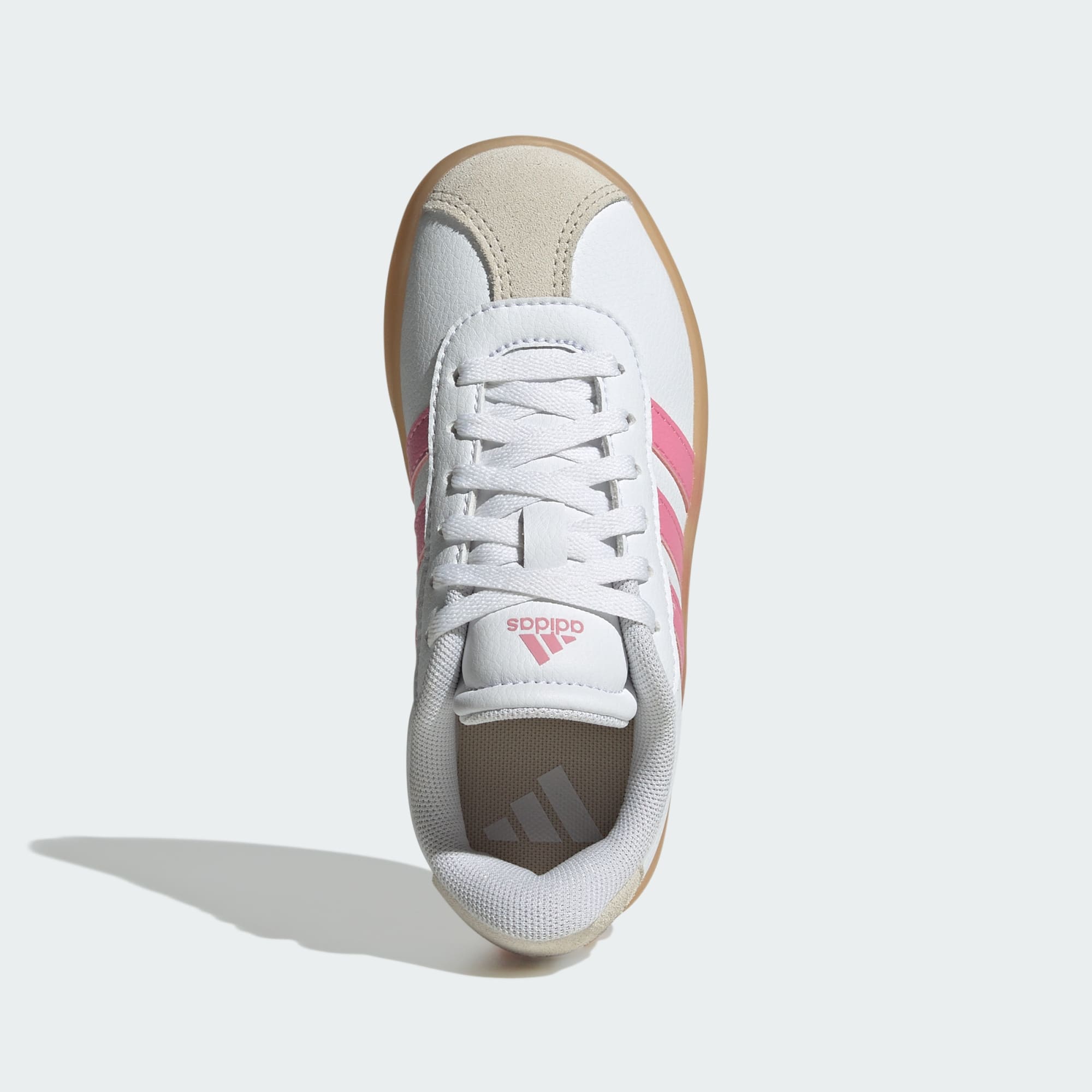 ADIDAS KID'S VL COURT 3.0 WHITE/PINK SNEAKER SHOES