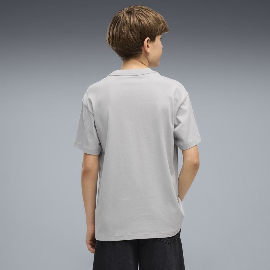 PUMA KID'S ESSENTIALS LOGO LAB RELAXED GRAPHIC GREY/RED TEE