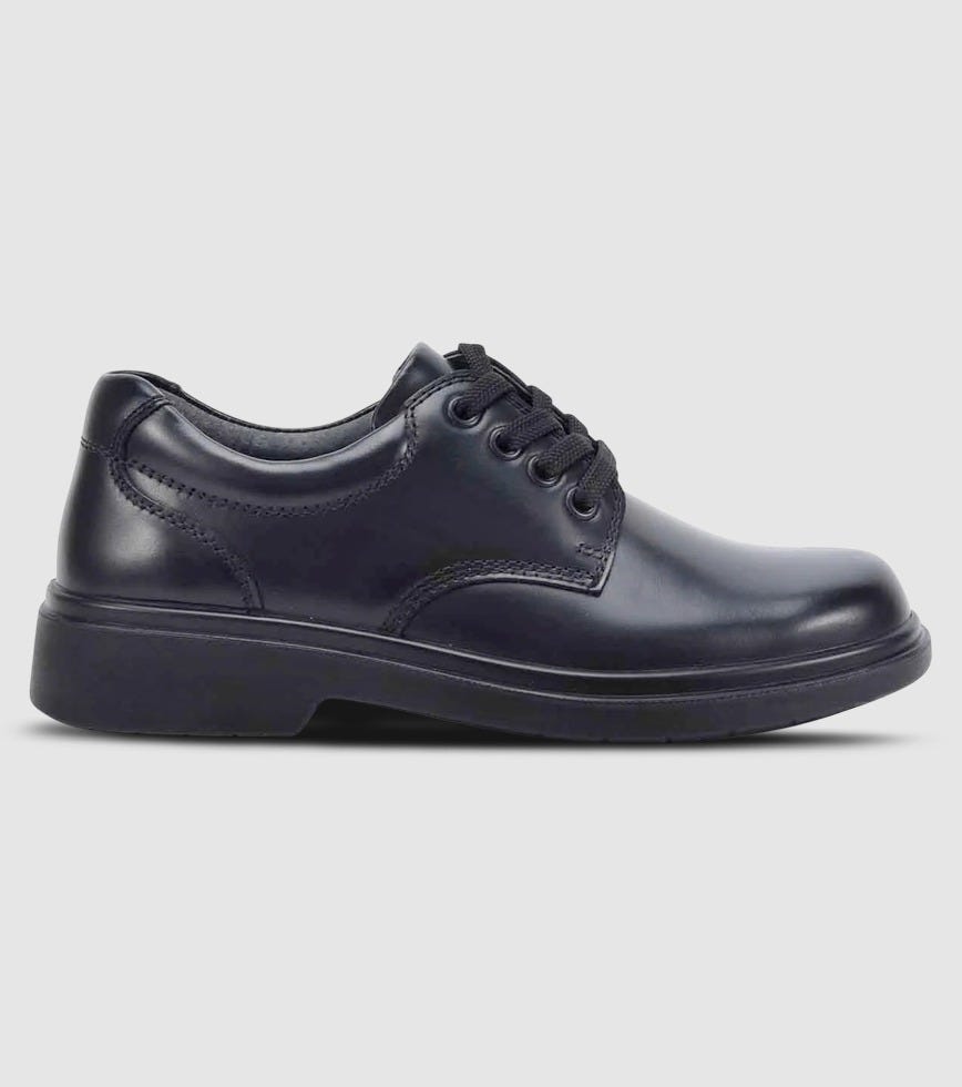 CLARKS UNISEX (SENIOR) DETROIT TRIPLE BLACK LEATHER SHOE (WIDTH E)