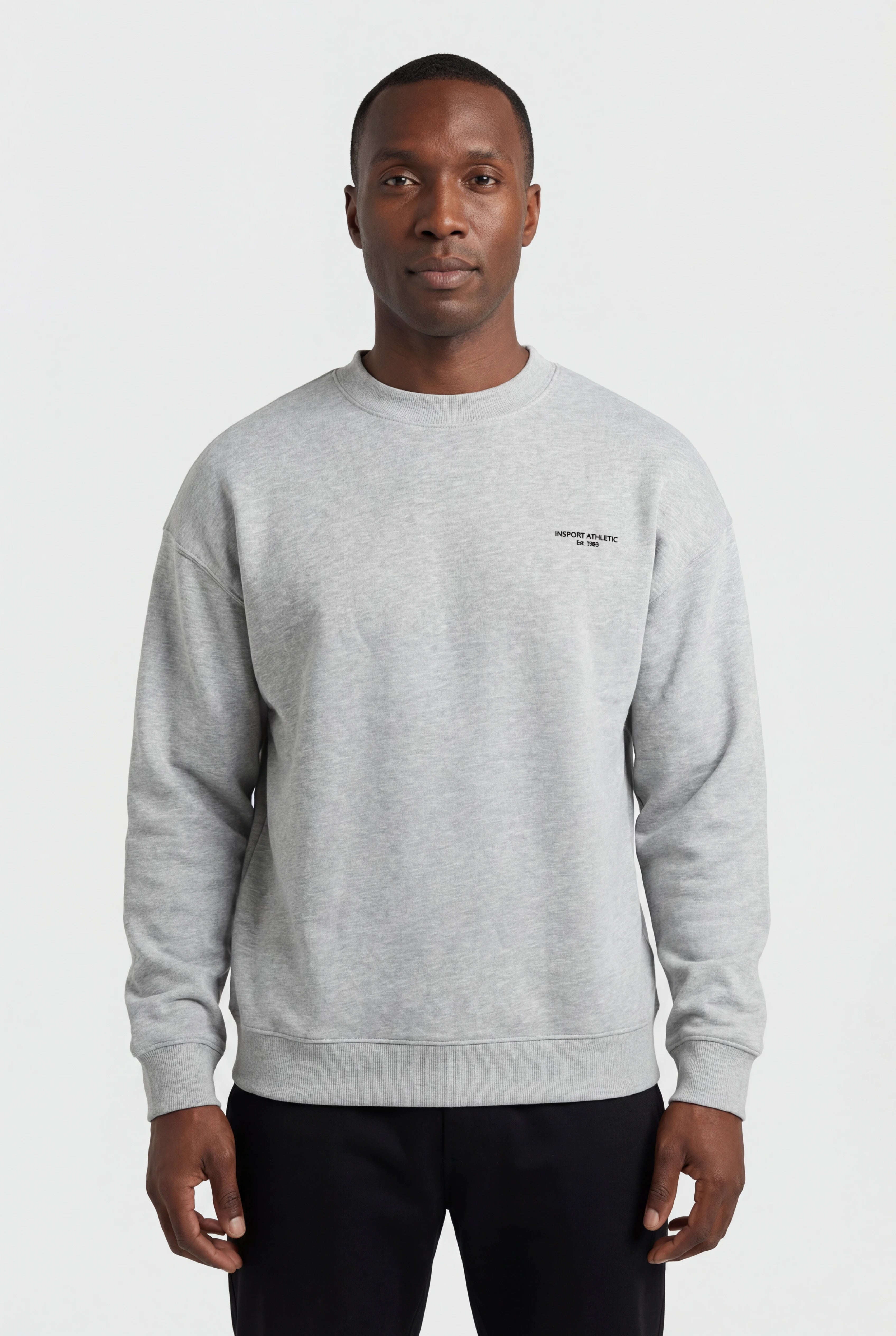 Insport Mens Easton Grey Marle Fleece Crew