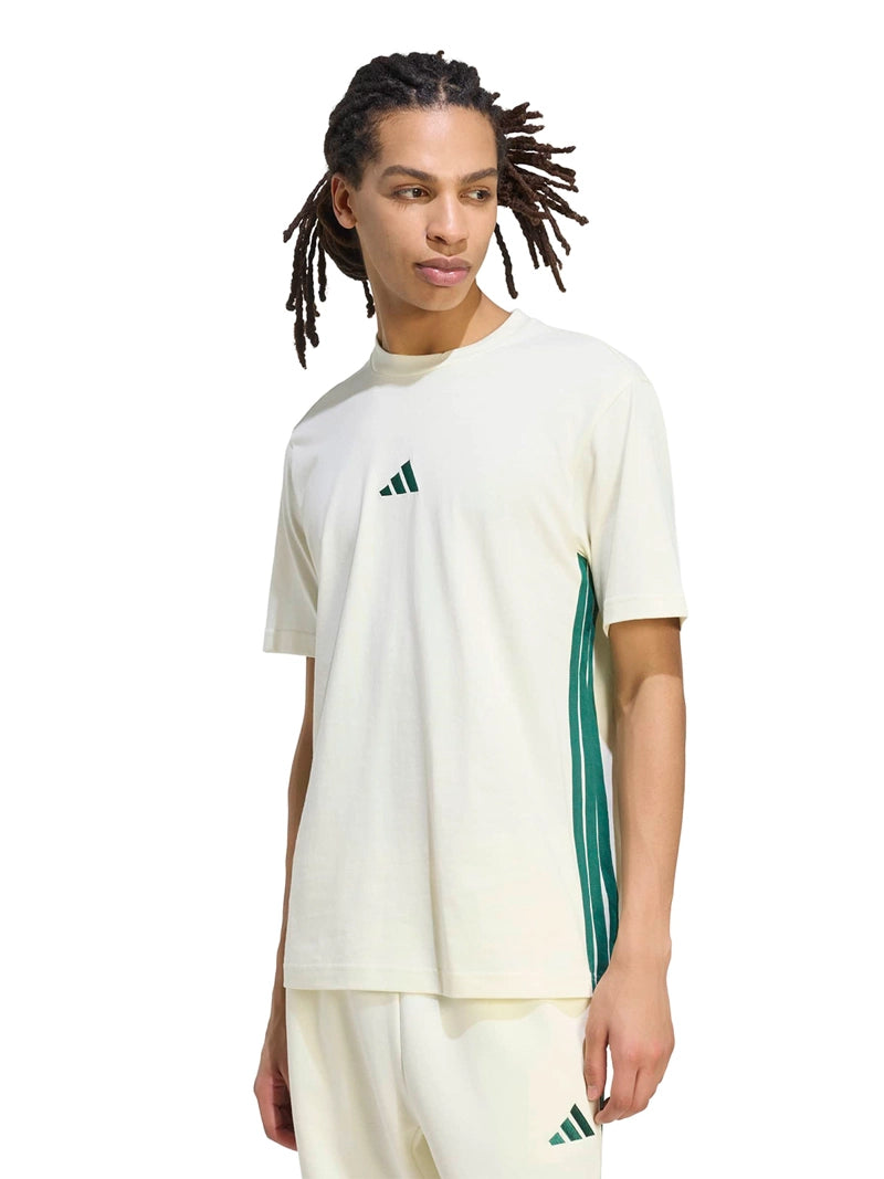 ADIDAS MEN'S ESSENTIALS 3-STRIPES SMALL LOGO IVORY TEE