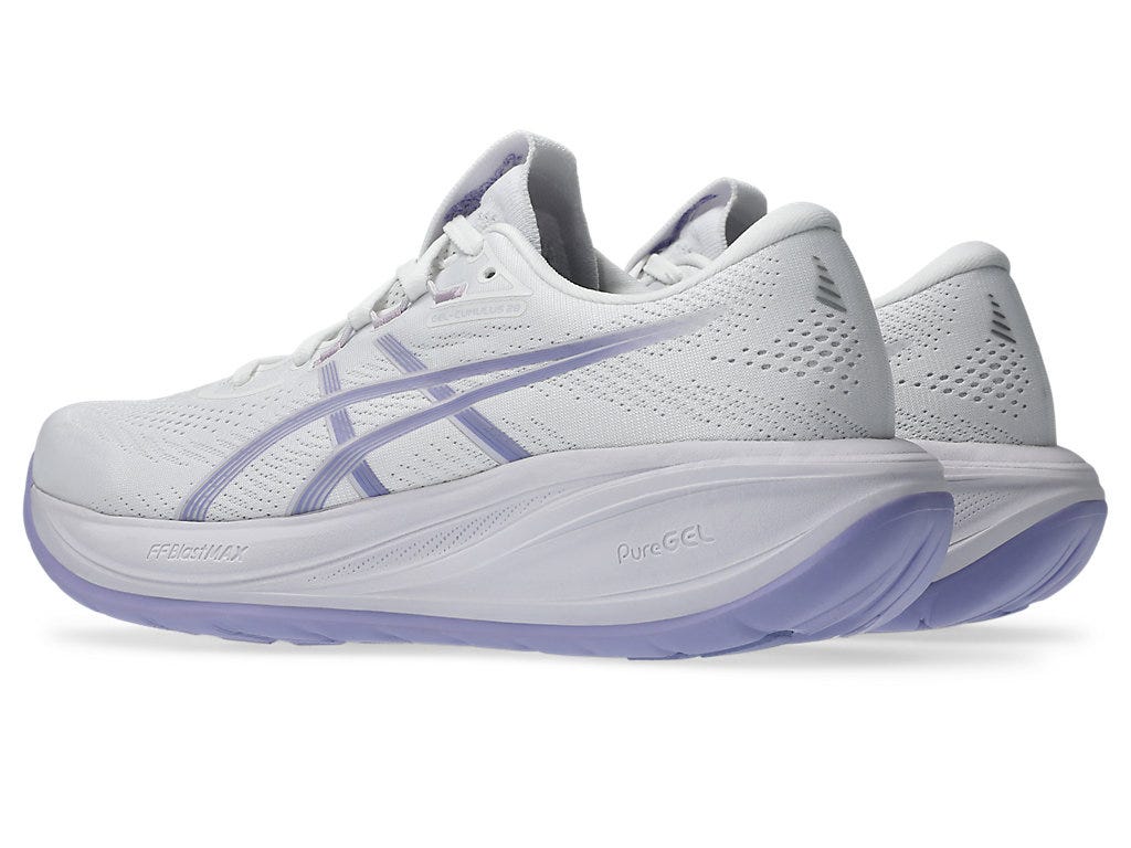 Asics Women's Cumulus 28 White/Bluebell Running Shoes (Width D)