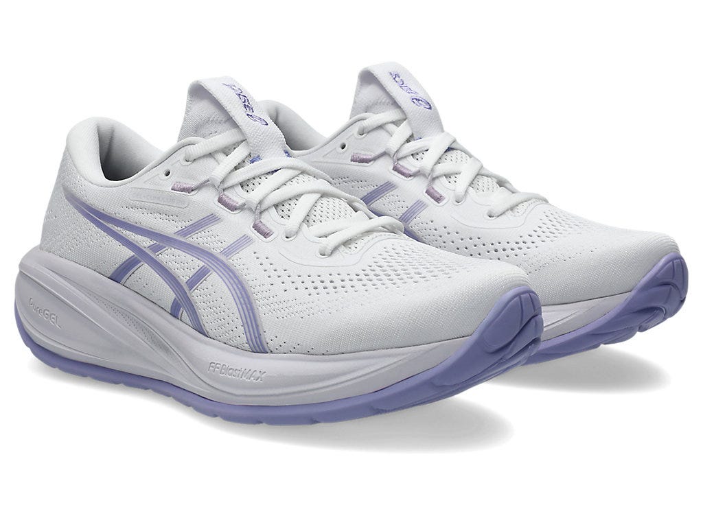 Asics Women's Cumulus 28 White/Bluebell Running Shoes (Width D)