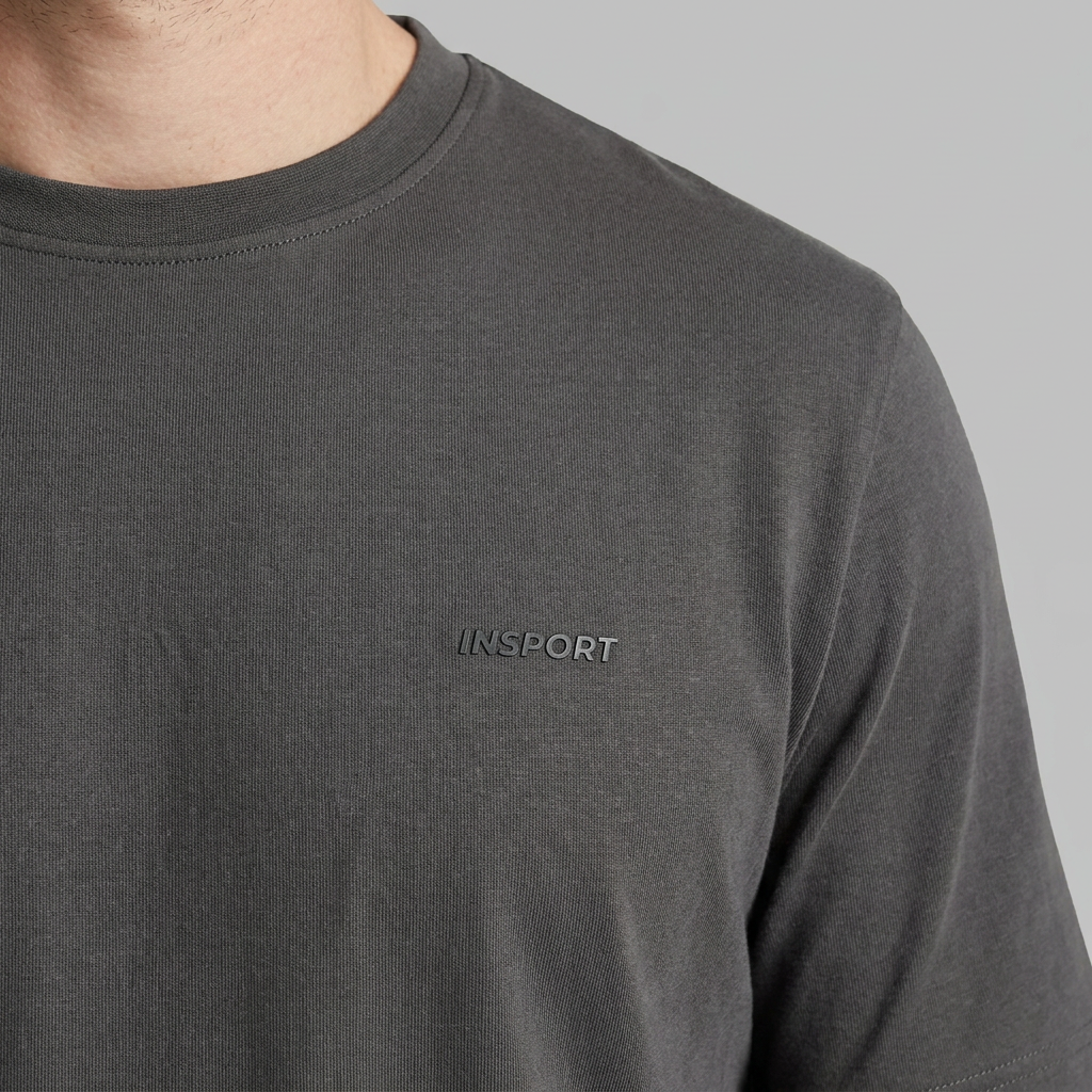 INSPORT mens Scuba tee in charcoal, chest logo detail