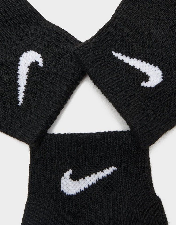 Nike Kid's Cushions Ankle 3 Packs Black Socks