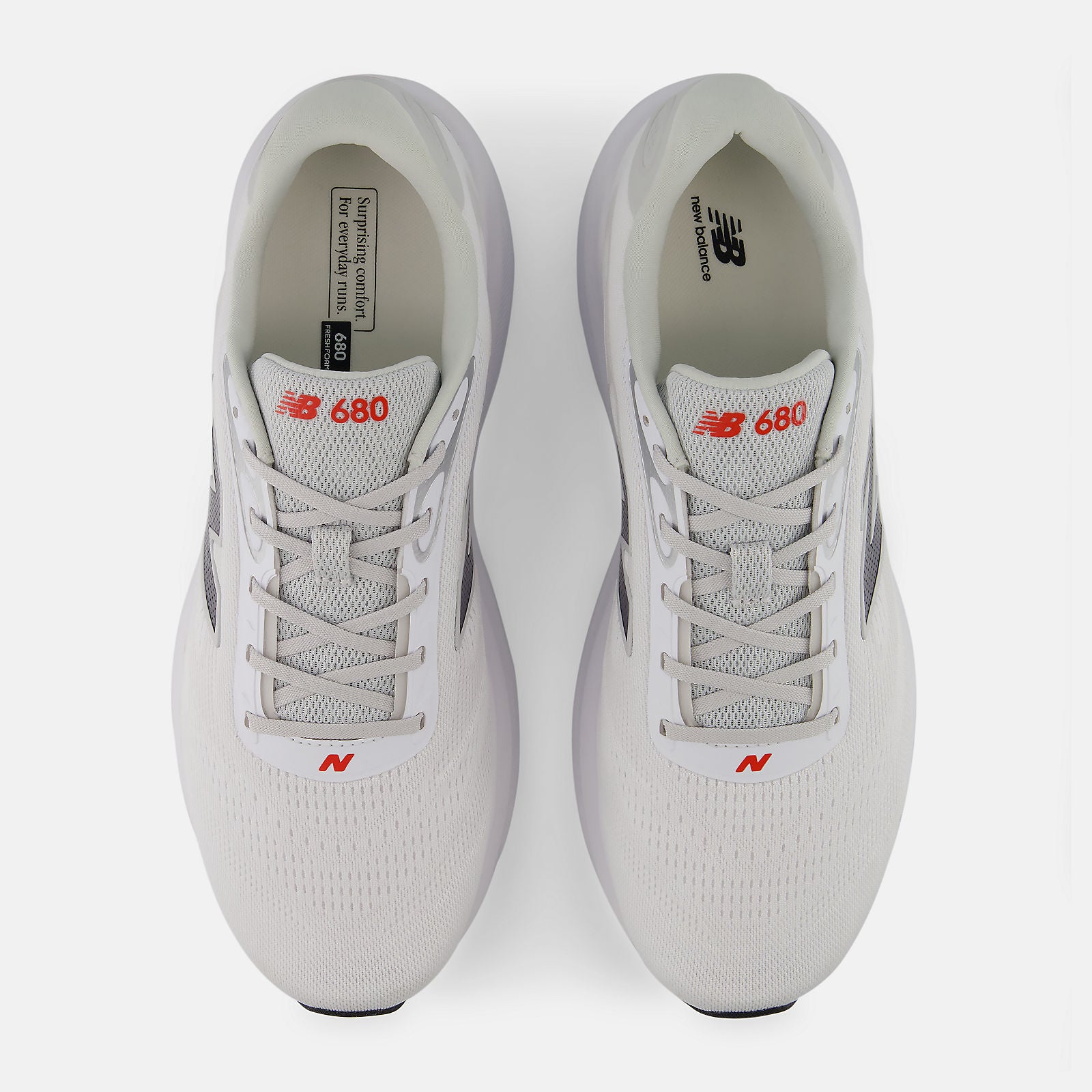 NEW BALANCE MEN'S FRESH FOAM 680V9 WHITE/GREY RUNNING SHOES (WIDTH 2E)