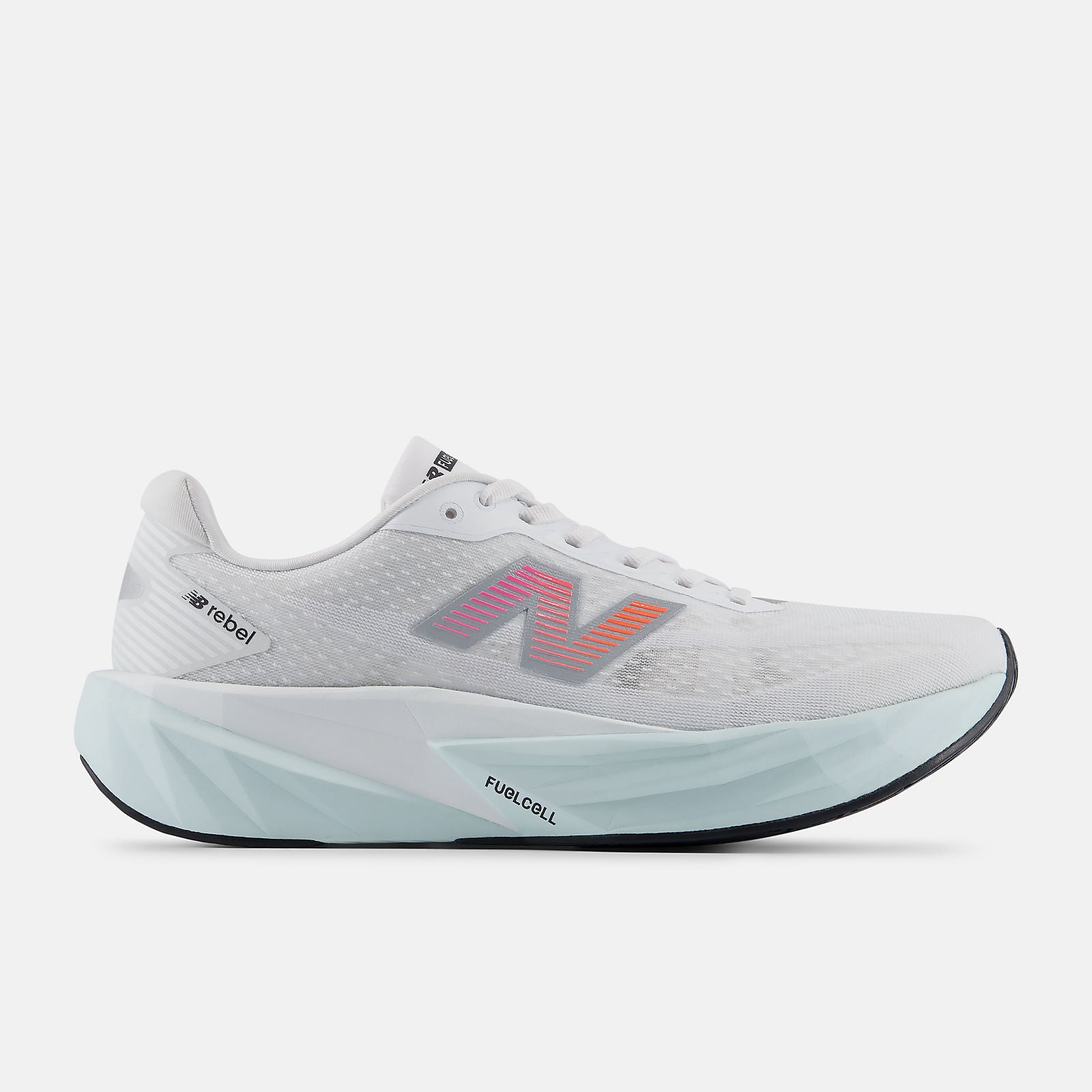 NEW BALANCE MEN'S FUELCELL REBEL V5 WHITE/PINK/BLUE RUNNING SHOES