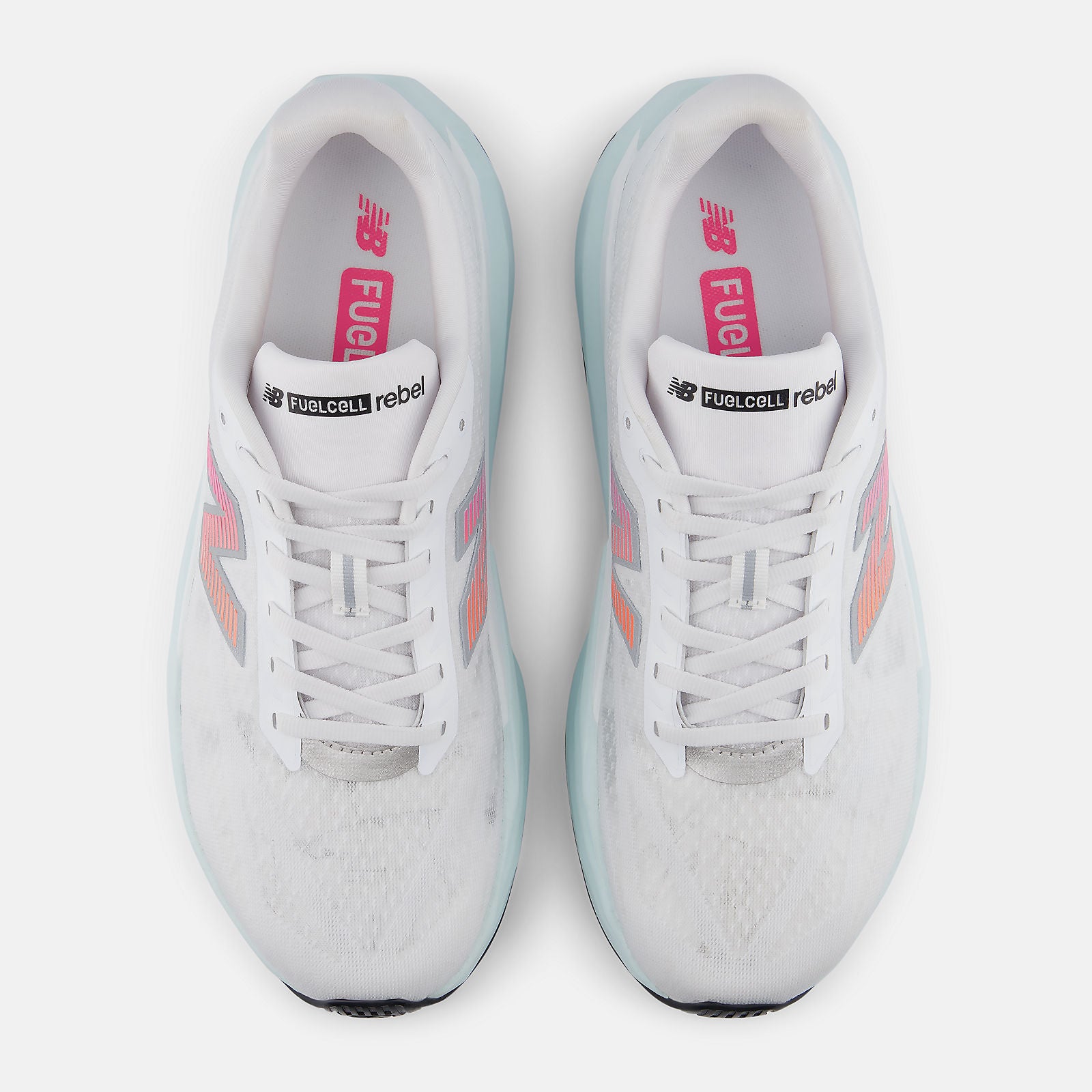 NEW BALANCE MEN'S FUELCELL REBEL V5 WHITE/PINK/BLUE RUNNING SHOES