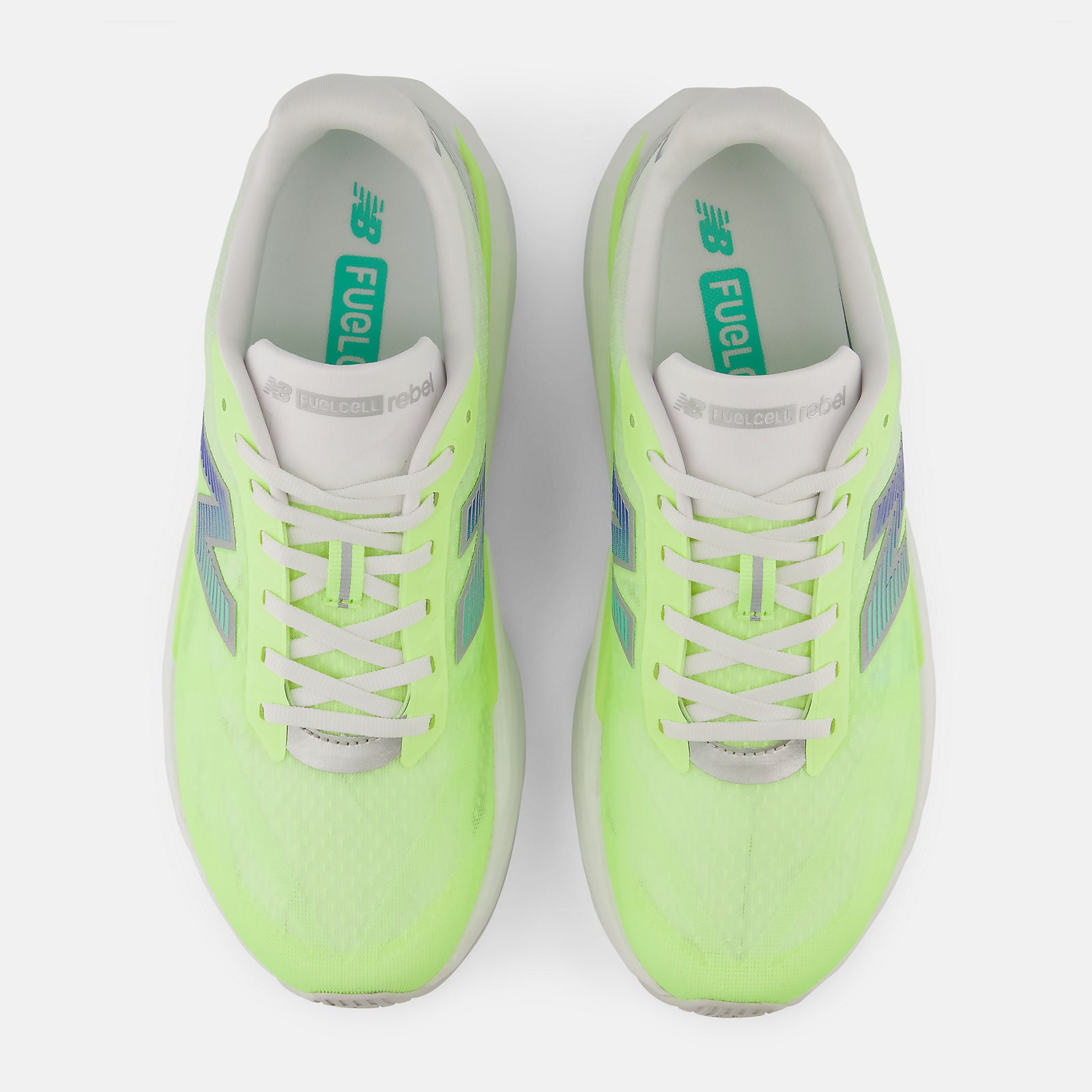 NEW BALANCE MEN'S FUELCELL REBEL V5 FLURO/WHITE RUNNING SHOES
