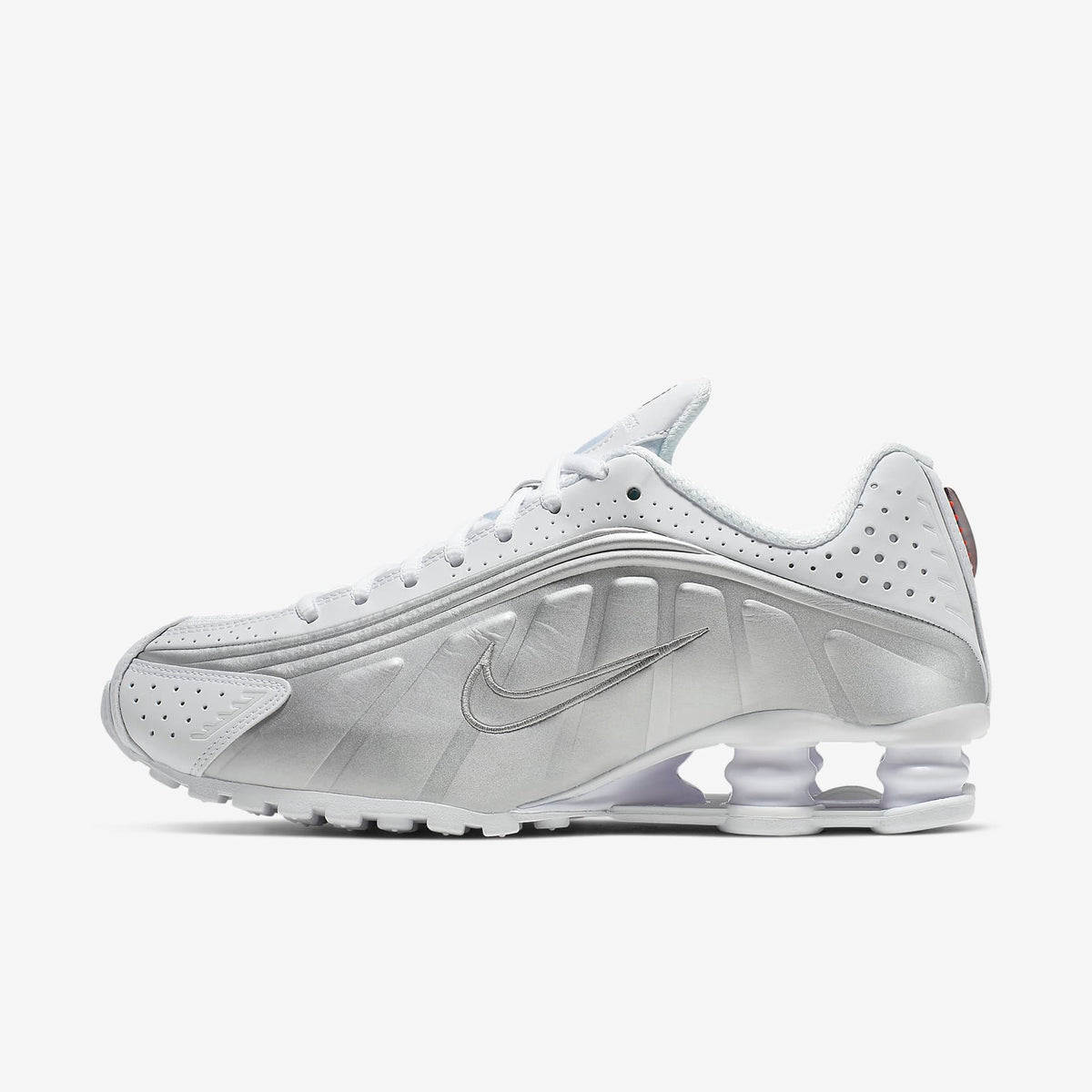 Nike Womens Shox R4 White/Metallic Silver side view