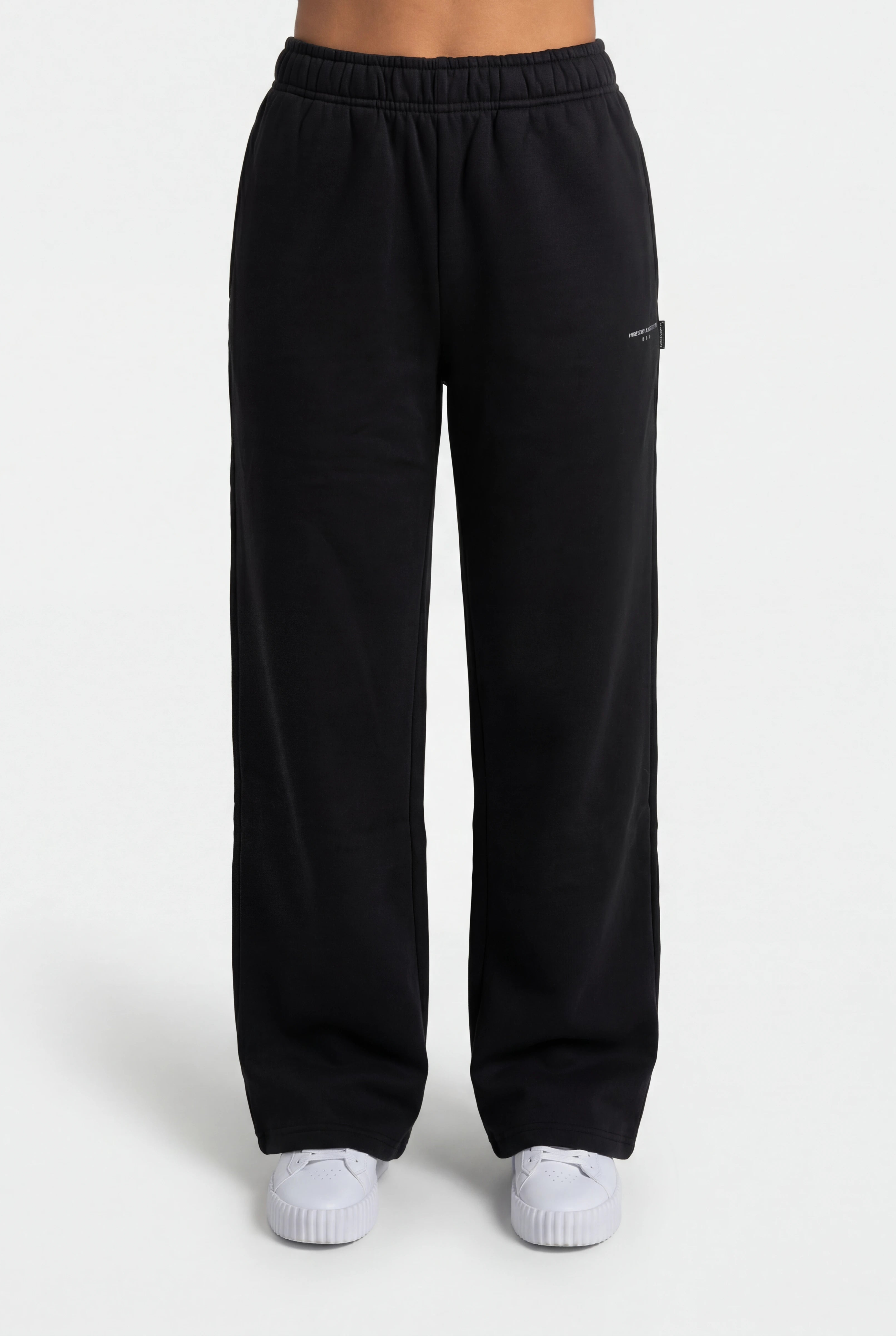Insport Womens Skyla Black Wide Leg Fleece Pant