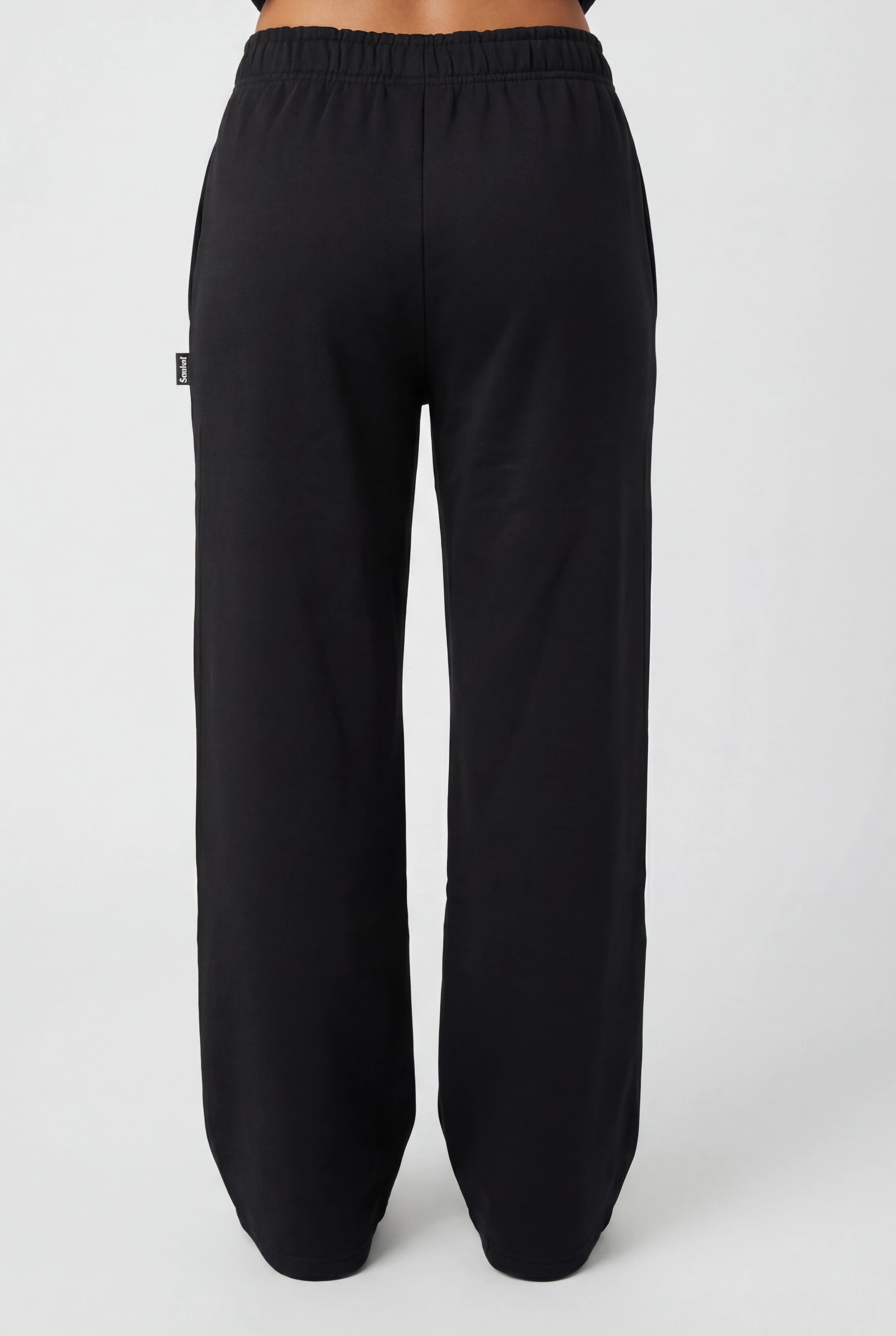 Insport Womens Skyla Black Wide Leg Fleece Pant