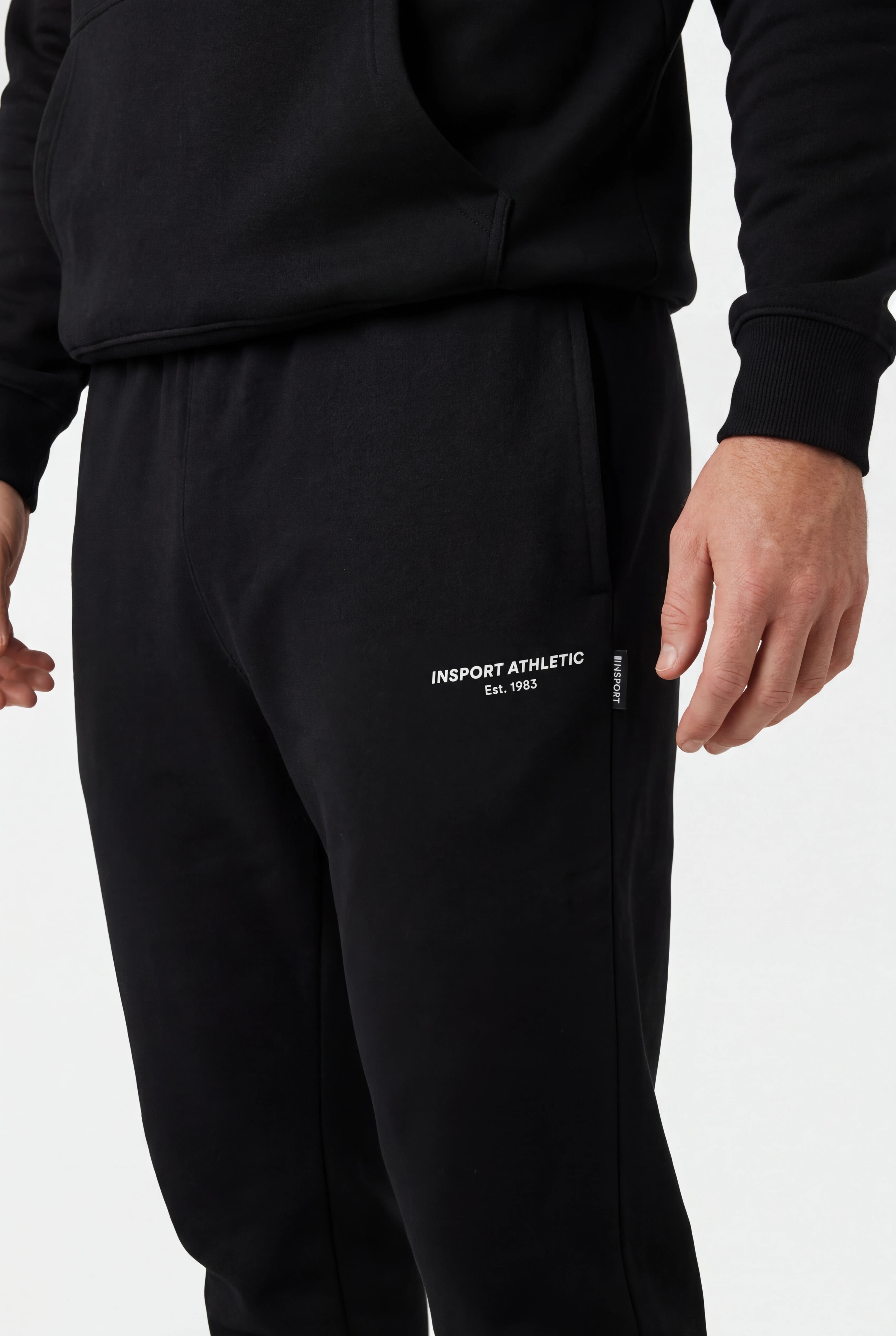Insport Mens Easton Black Fleece Trackpants