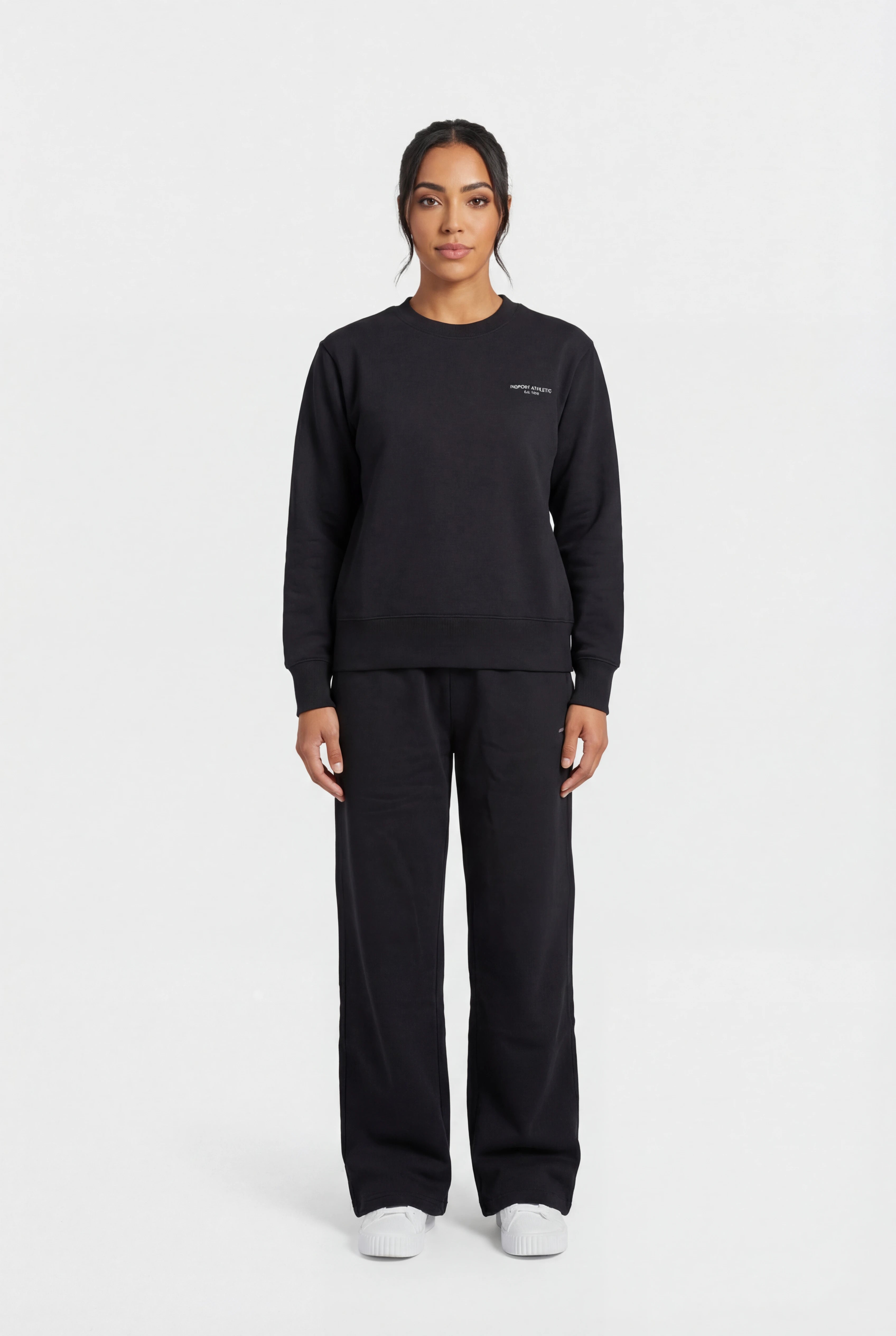 Insport Womens Skyla Black Fleece Crew