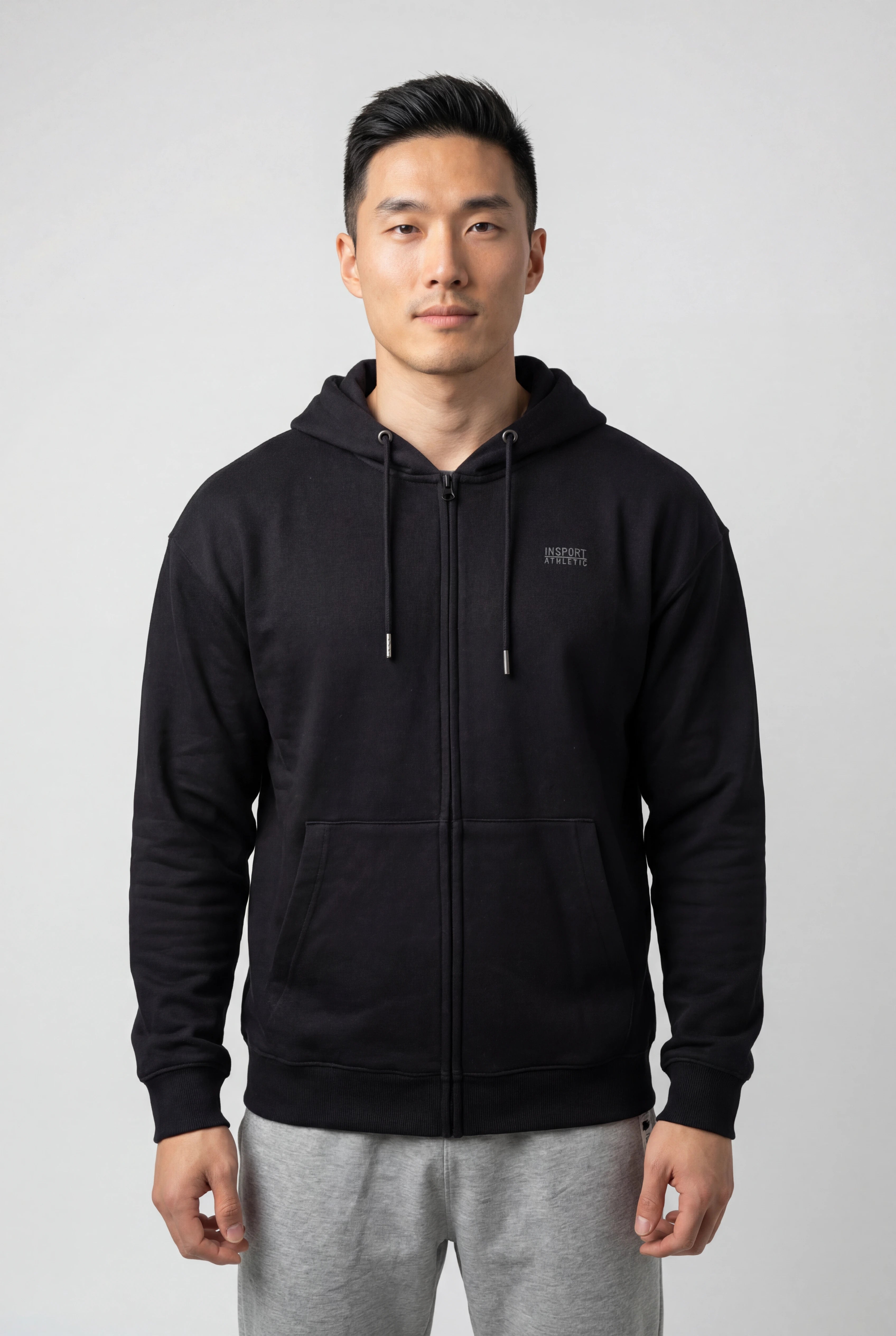 Insport Men's Alaska Full Zip Hooded Black Jacket