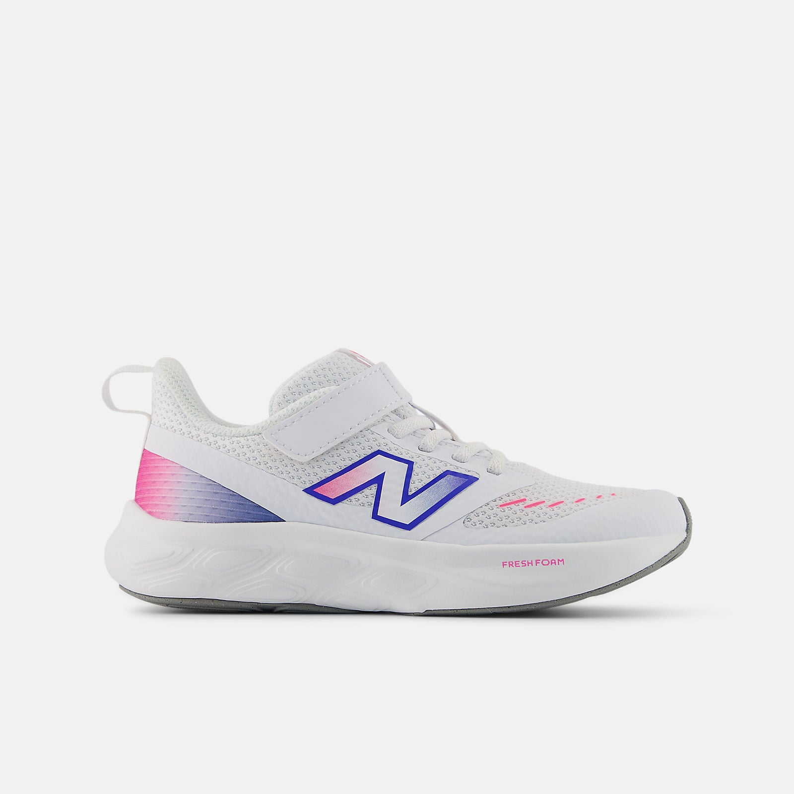 New Balance Kid's 625 Hook N' Loop White/Pink/Blue Running Shoes