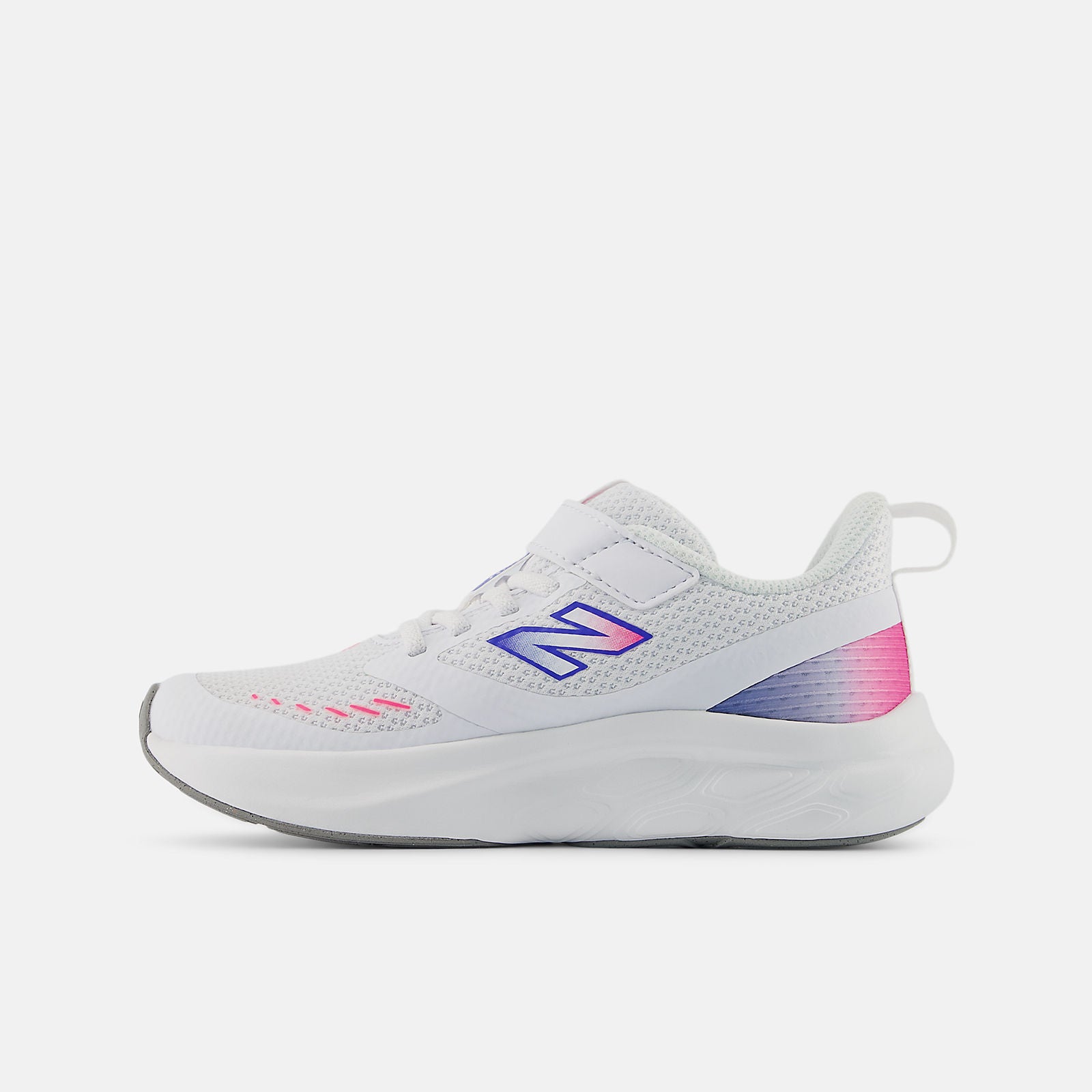 New Balance Kid's 625 Hook N' Loop White/Pink/Blue Running Shoes