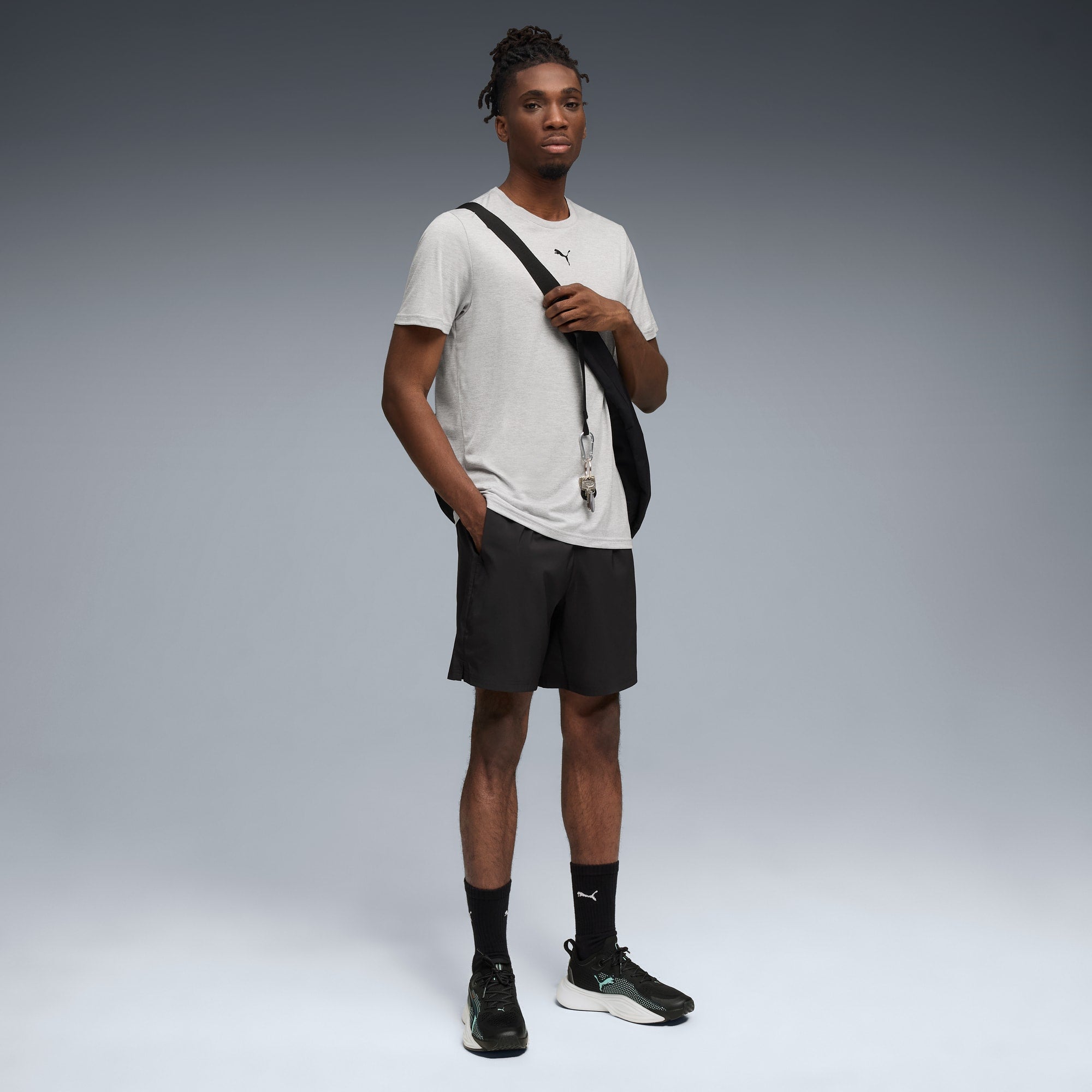 PUMA MEN'S ESSENTIALS TRAIN ALL DAY GREY HEATHER TEE