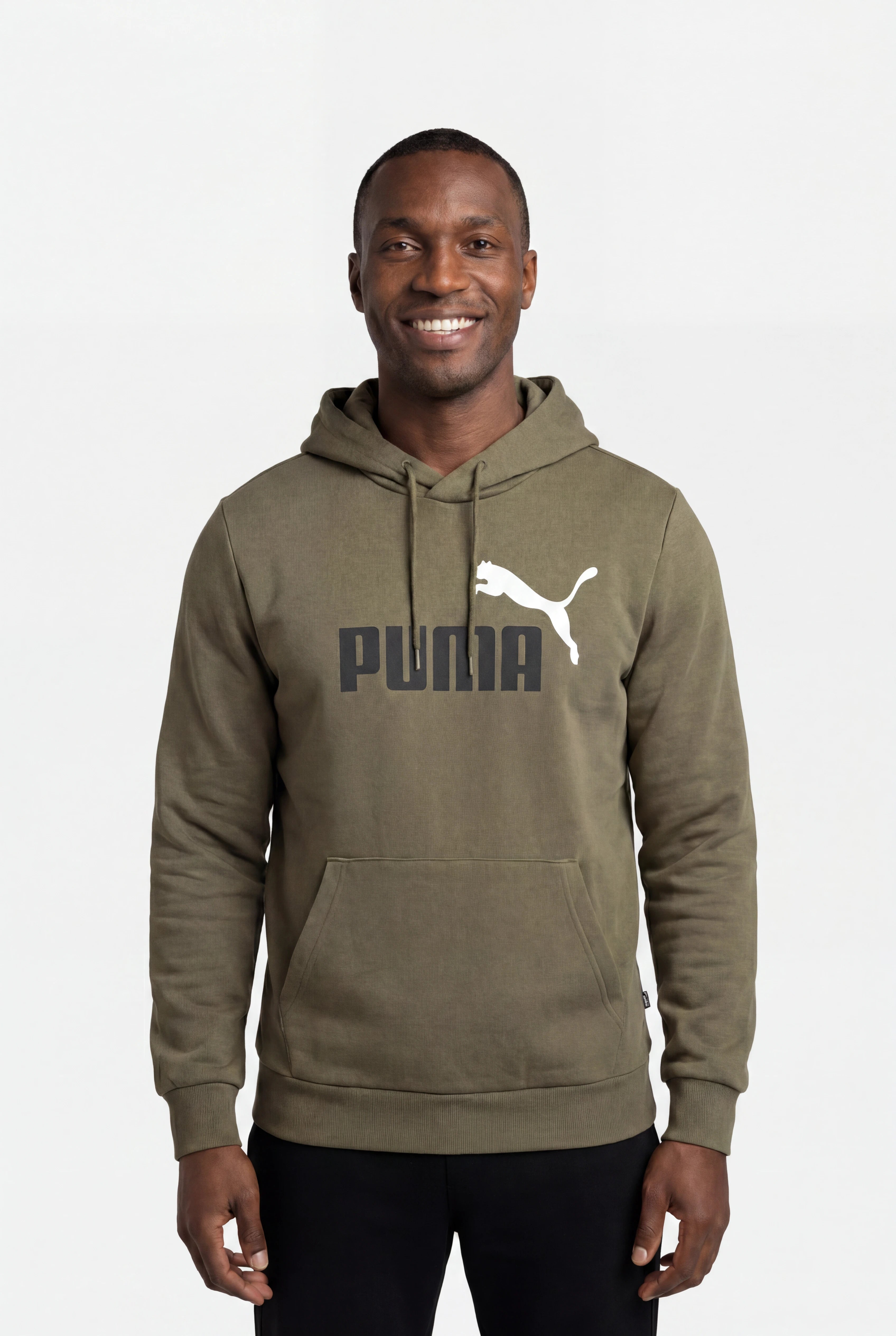 Puma Men's Essentials Big Logo Fleece Olive Green Hoodie