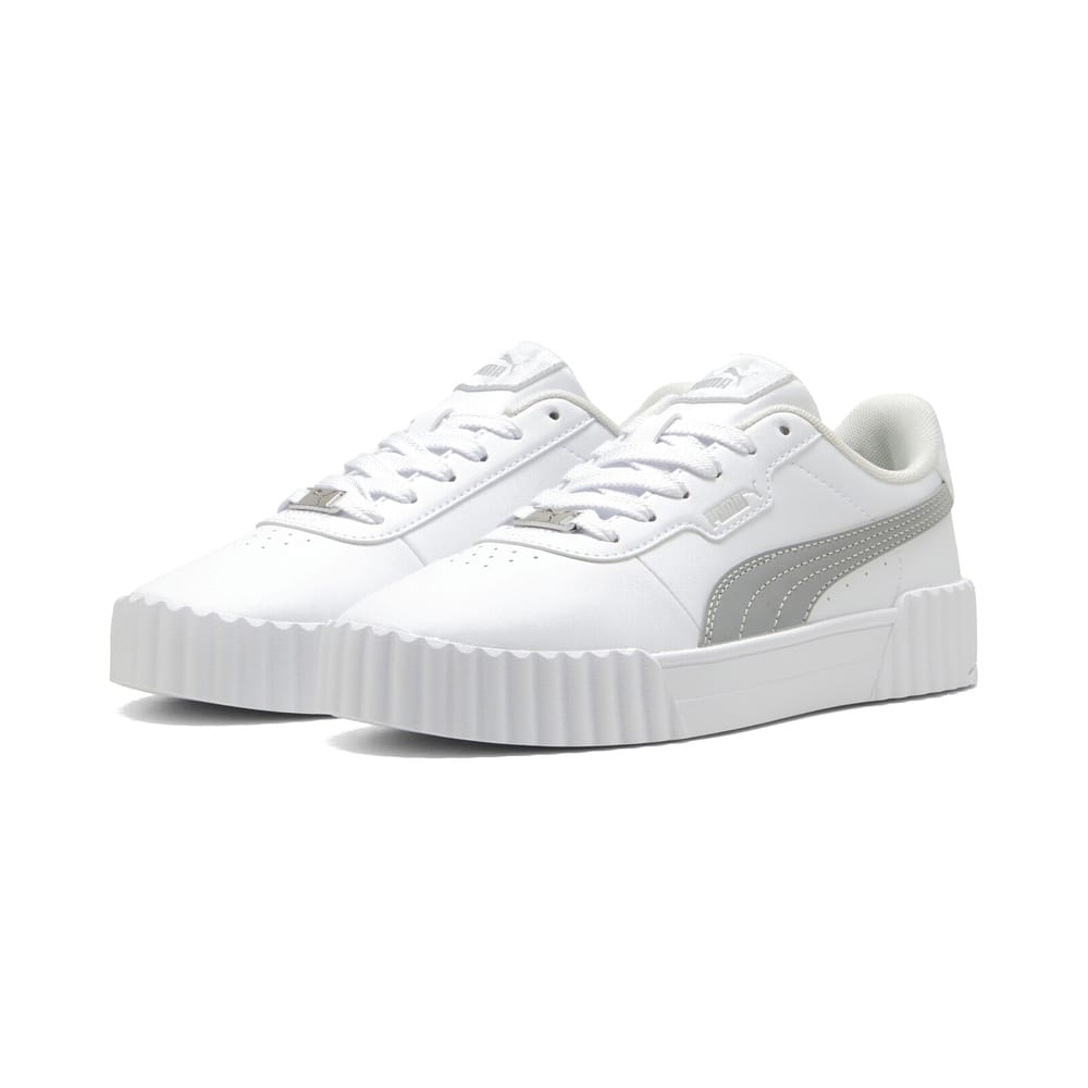 PUMA WOMEN'S CARINA 3.0 DAYINIGHT WHITE/SILVER SNEAKER SHOES