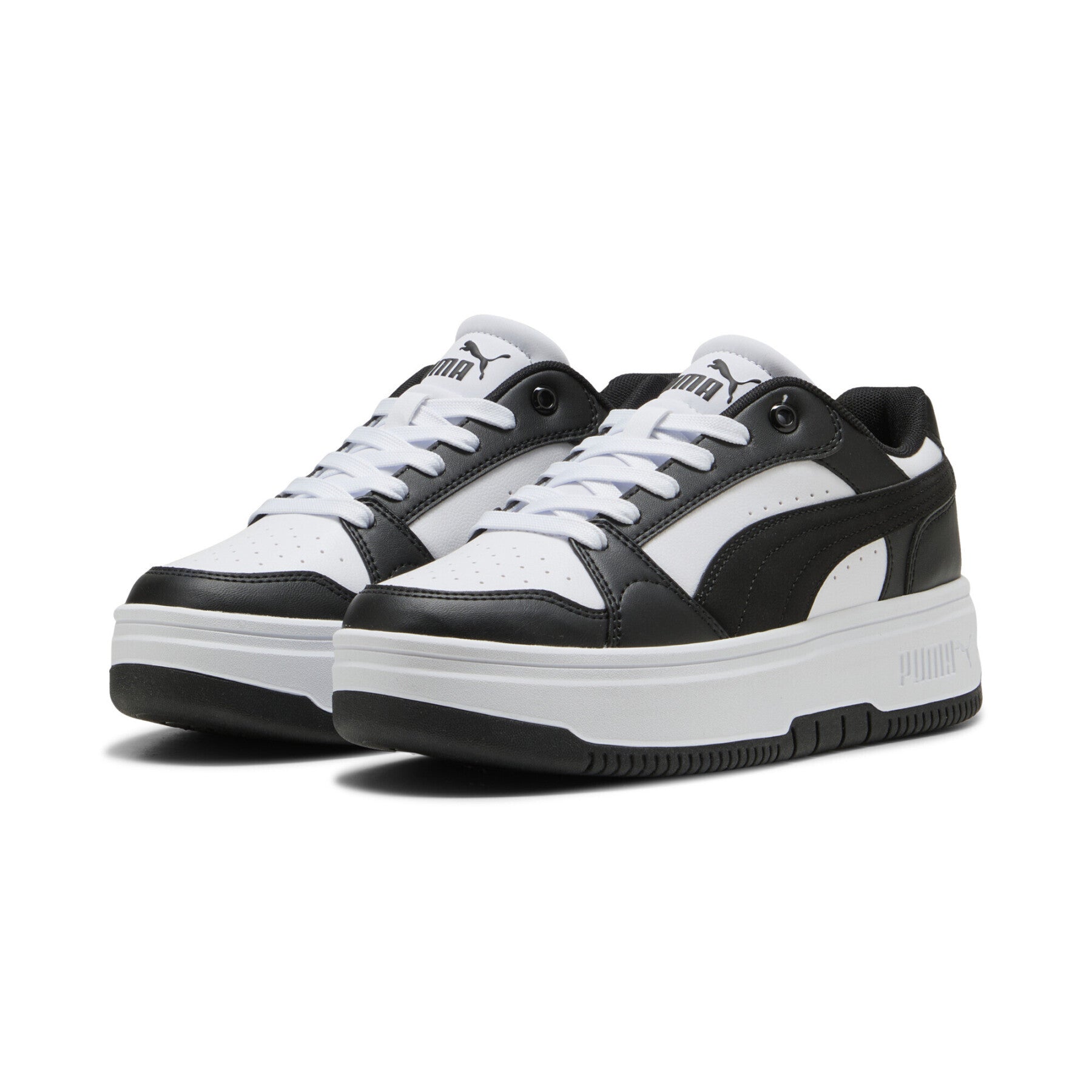 Puma Women's Rebound V6 Low White/Black Sneaker Shoes