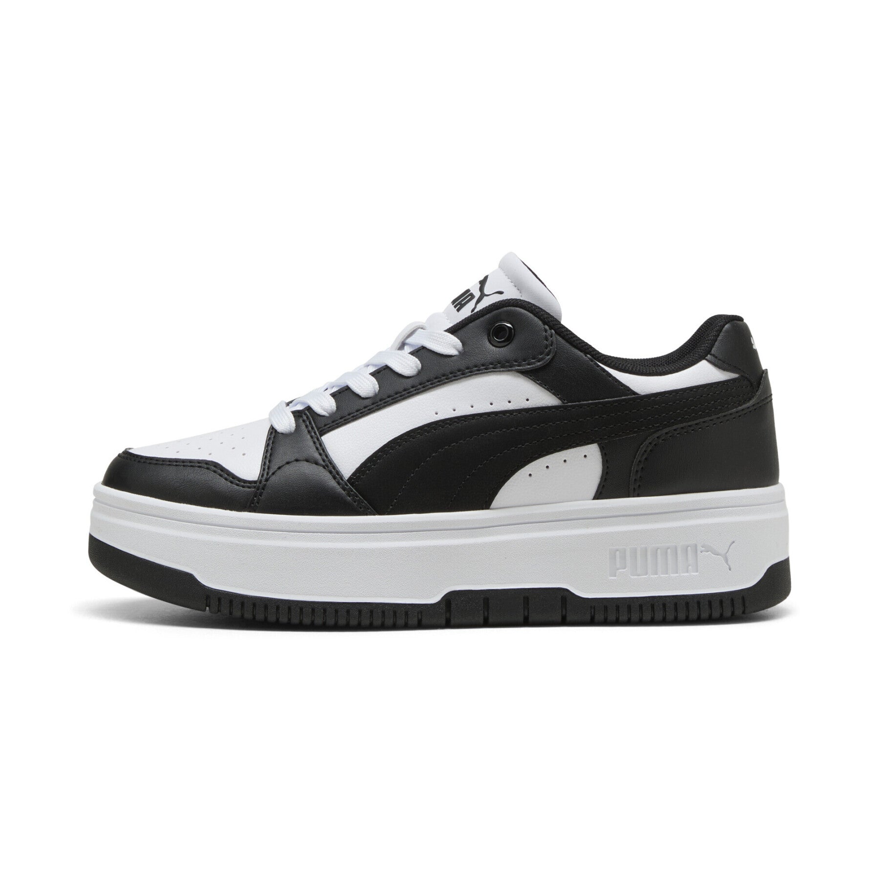 Puma Women's Rebound V6 Low White/Black Sneaker Shoes