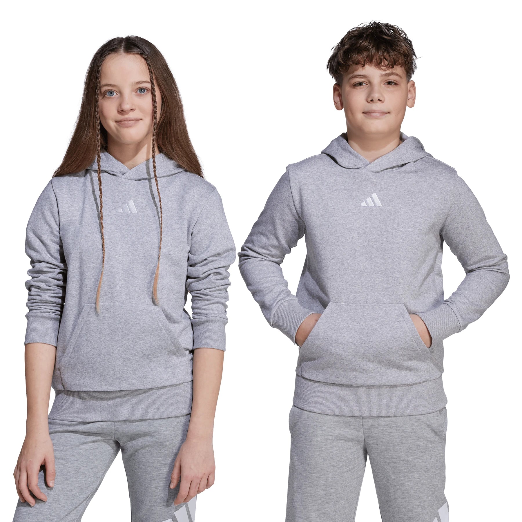 Adidas Kid's Small Logo Fleece Grey Hoodie