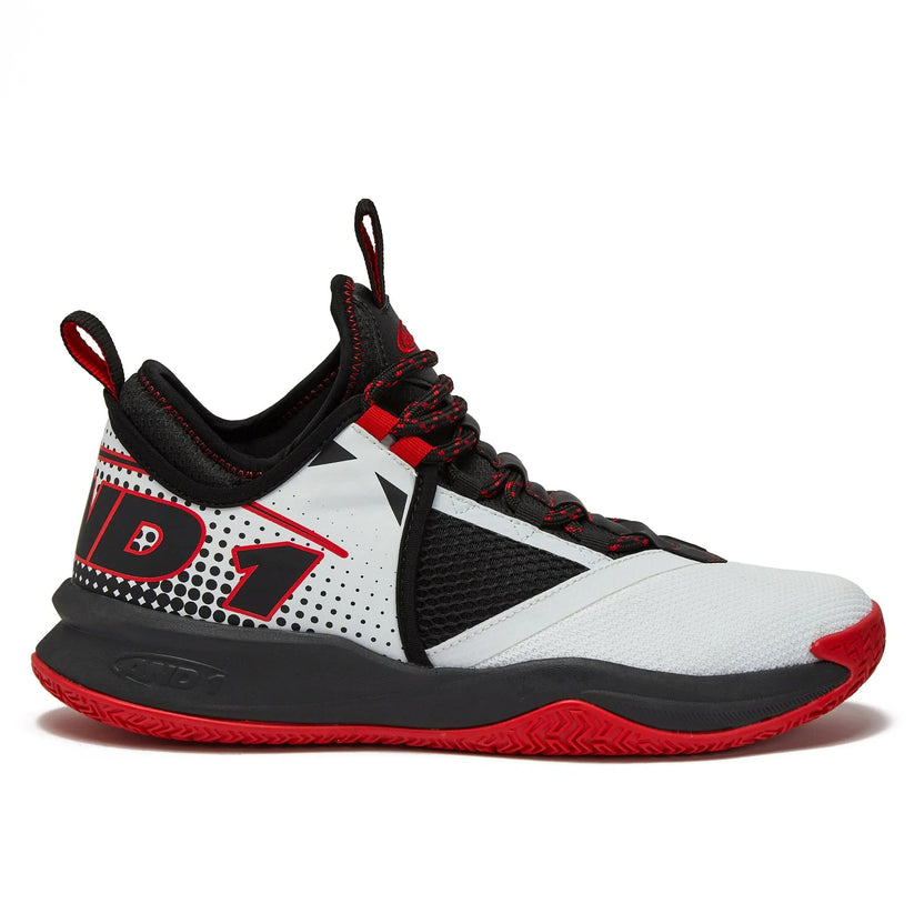 And-1 Men's Charge White/Black/Red Basketball Shoes