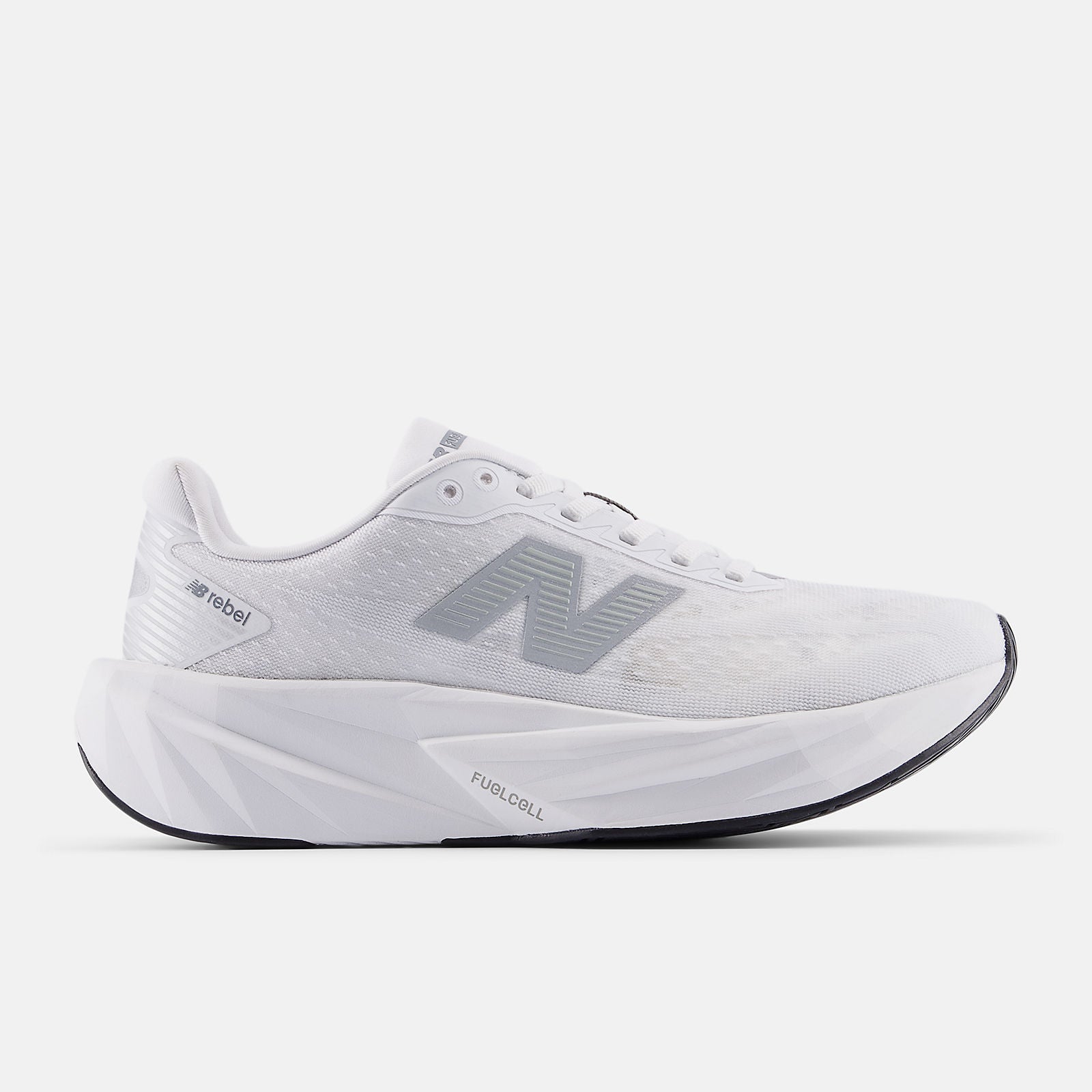 NEW BALANCE WOMEN'S FUELCELL REBEL V5 WHITE/SILVER RUNNING SHOES