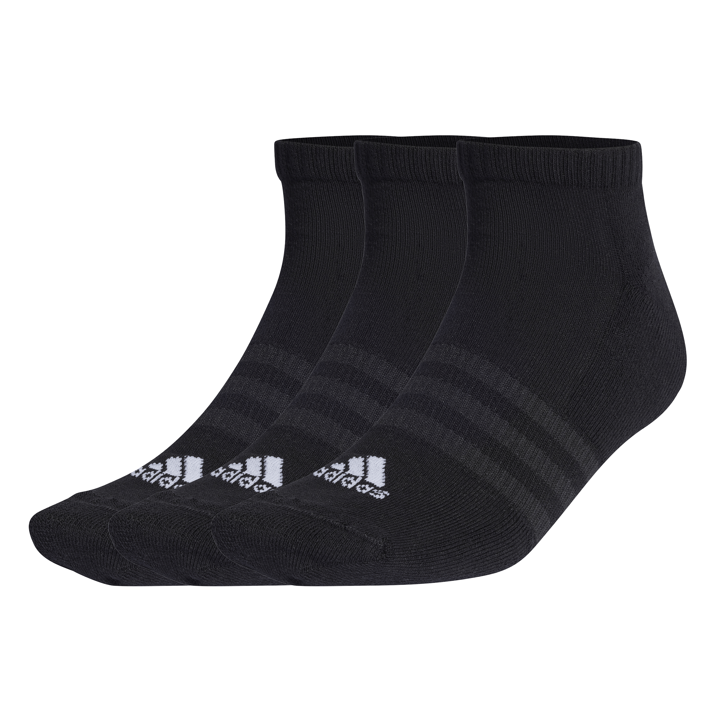 Adidas Unisex Cushioned Low-Cut Socks 3 Pairs Black Socks
