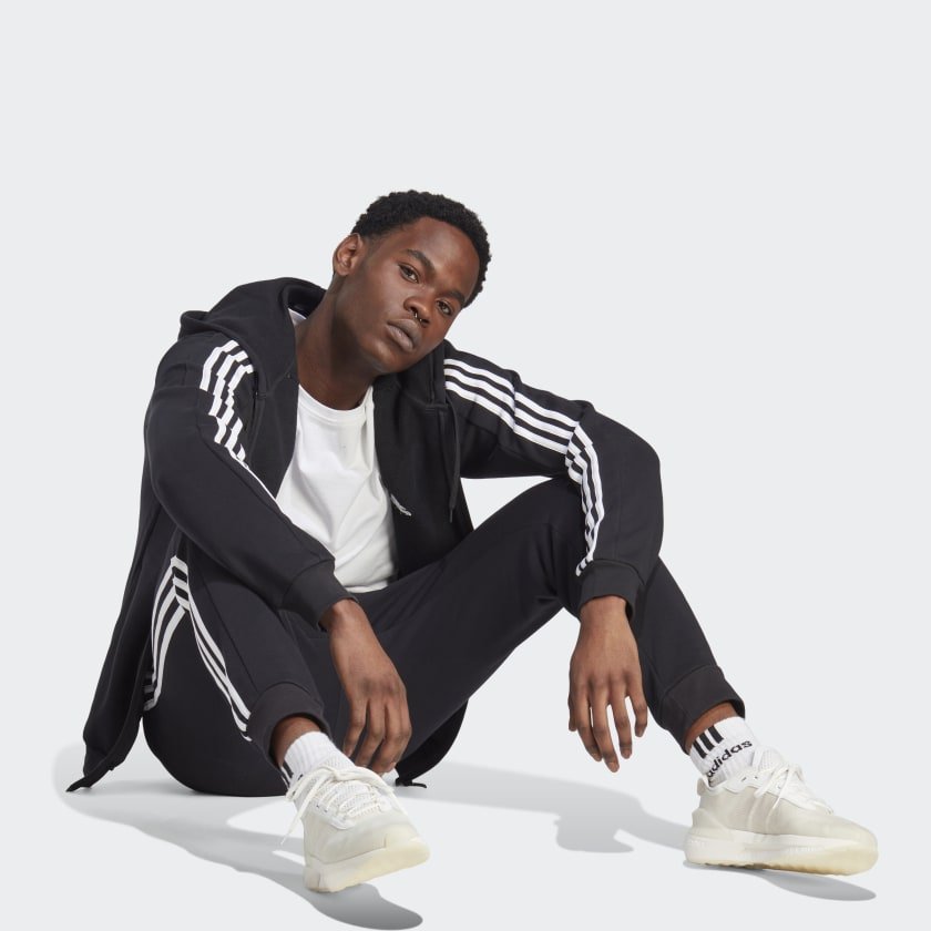 Adidas ADIDAS MEN'S 3S FLC BLACK TRACKPANTS - INSPORT