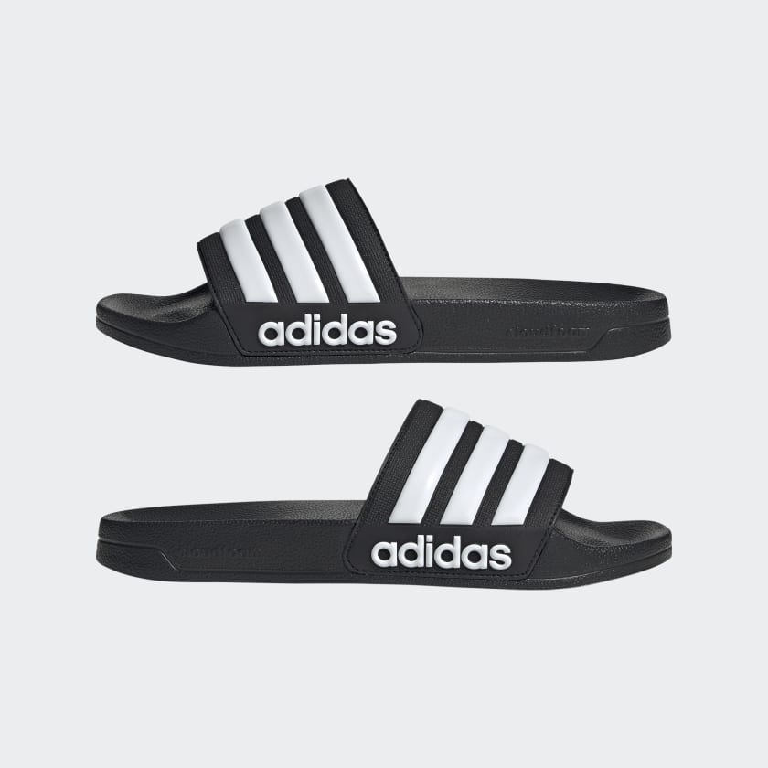 Adidas ADIDAS MEN'S ADILETTE BLACK/WHITE SHOWER SLIDES - INSPORT