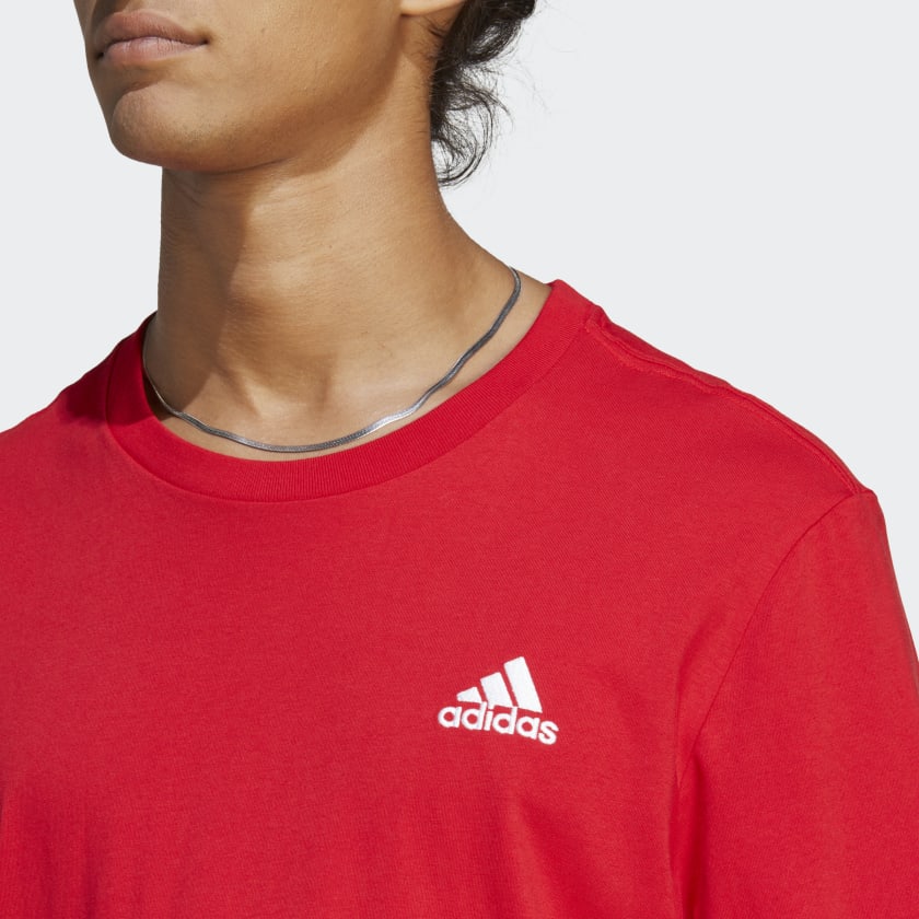 Adidas ADIDAS MEN'S ESSENTIALS SINGLE JERSEY EMBROIDERED SMALL LOGO RED TEE - INSPORT