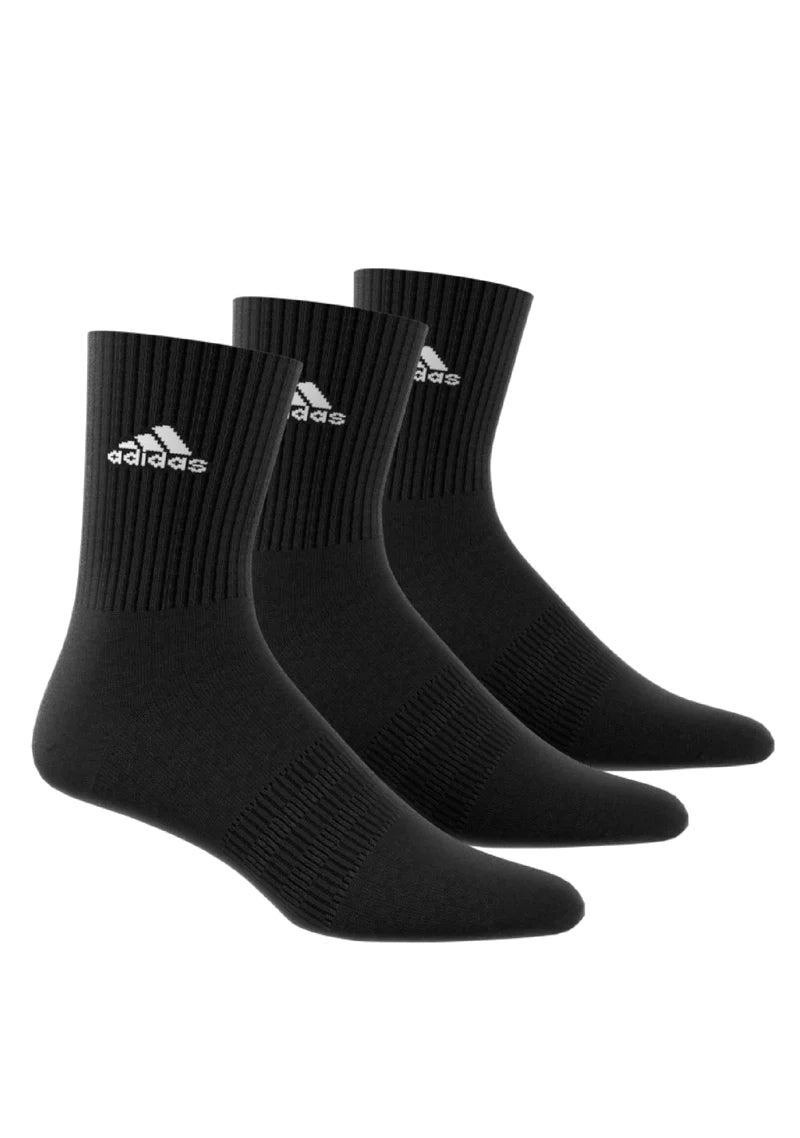 Adidas ADIDAS UNISEX CUSHIONED CREW 3 PAIRS BLACK SOCKS - INSPORT