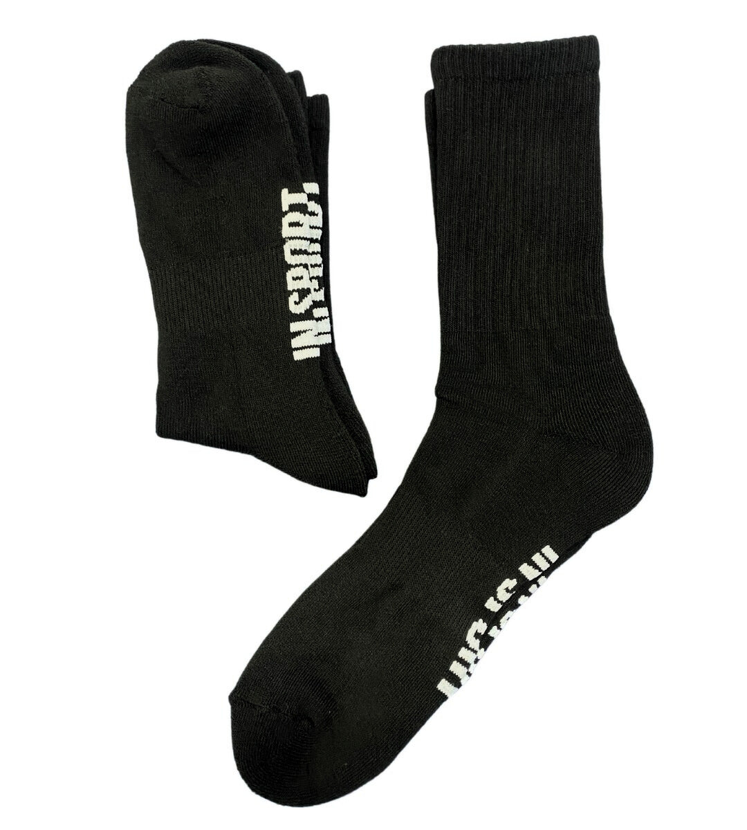 INSPORT INSPORT MENS 2 PAIR CREW BLACK SOCKS 8-12 - INSPORT