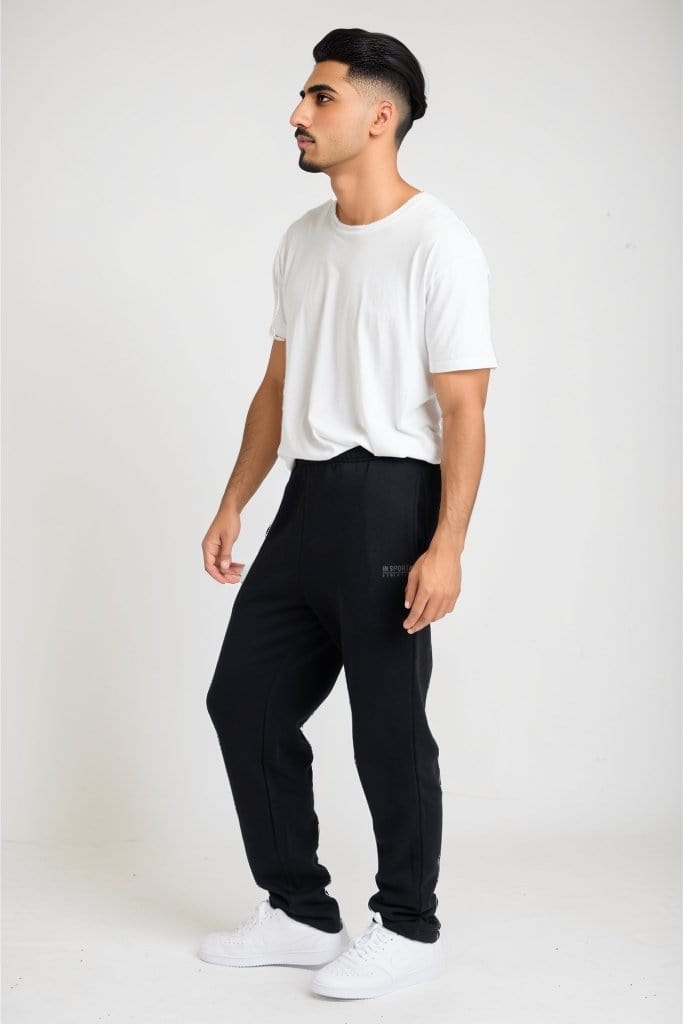 INSPORT INSPORT MEN'S ASPEN BLACK TRACKPANTS (OPEN LEG) - INSPORT
