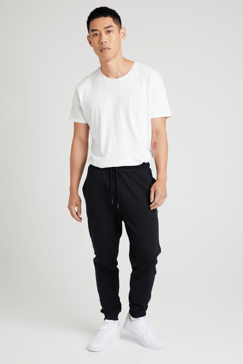 INSPORT INSPORT MEN'S BOSTON SLIM FIT BLACK TRACKPANTS - INSPORT