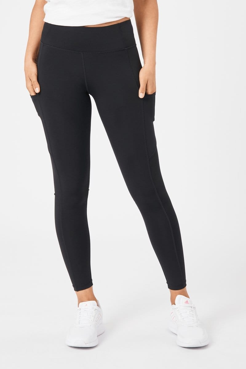 INSPORT INSPORT WOMEN'S POWER POCKET FULL LENGTH BLACK TIGHTS - INSPORT