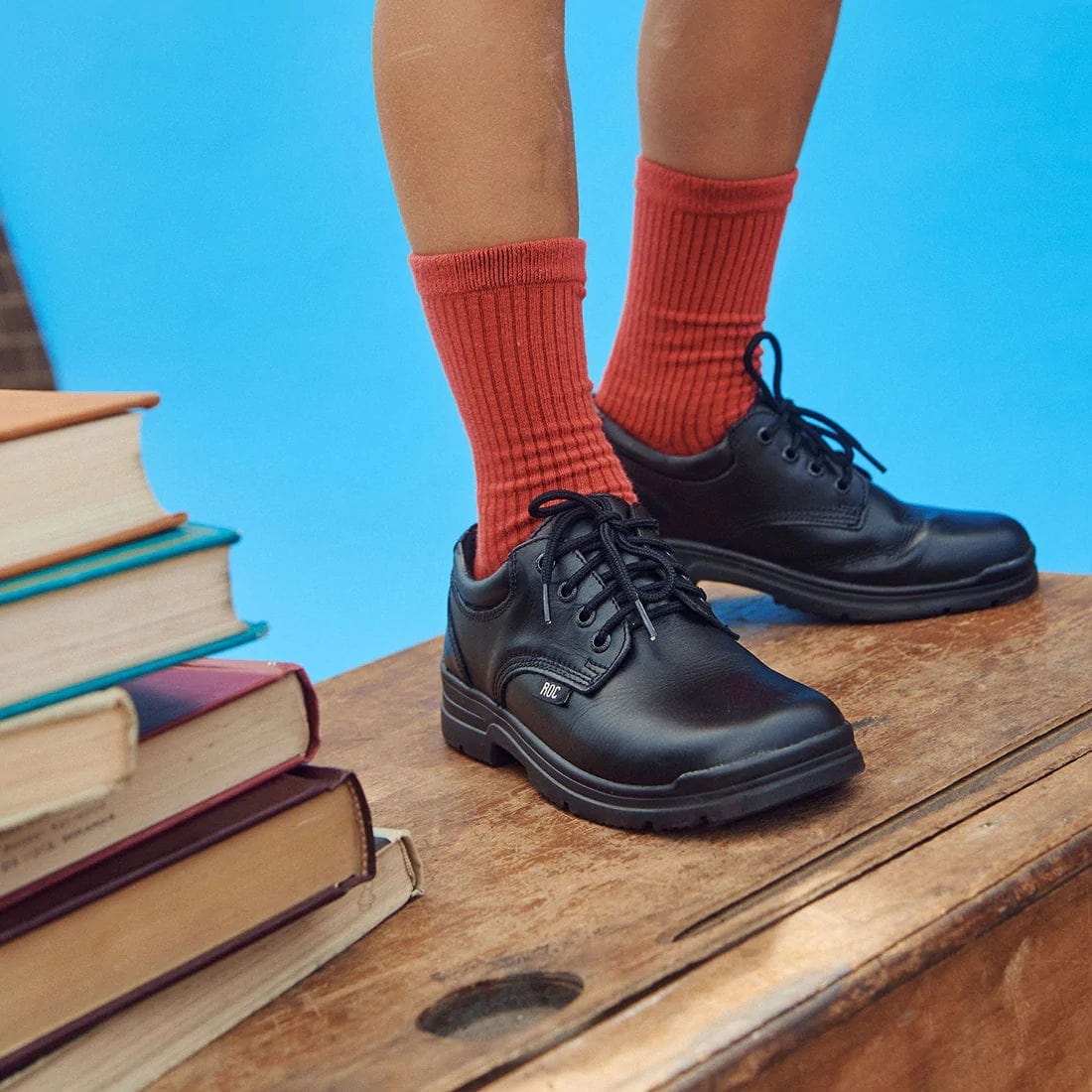 Roc Boots ROC BOOTS JUNIOR RIGOUR BLACK LACE LEATHER SCHOOL SHOES - INSPORT