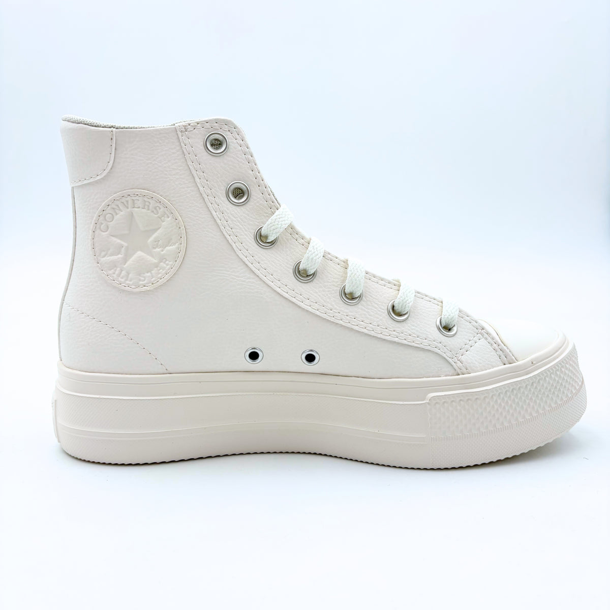 CONVERSE WOMEN'S DAY ONE PLATFORM HI LEATHER TRIPLE WHITE SNEAKER SHOES