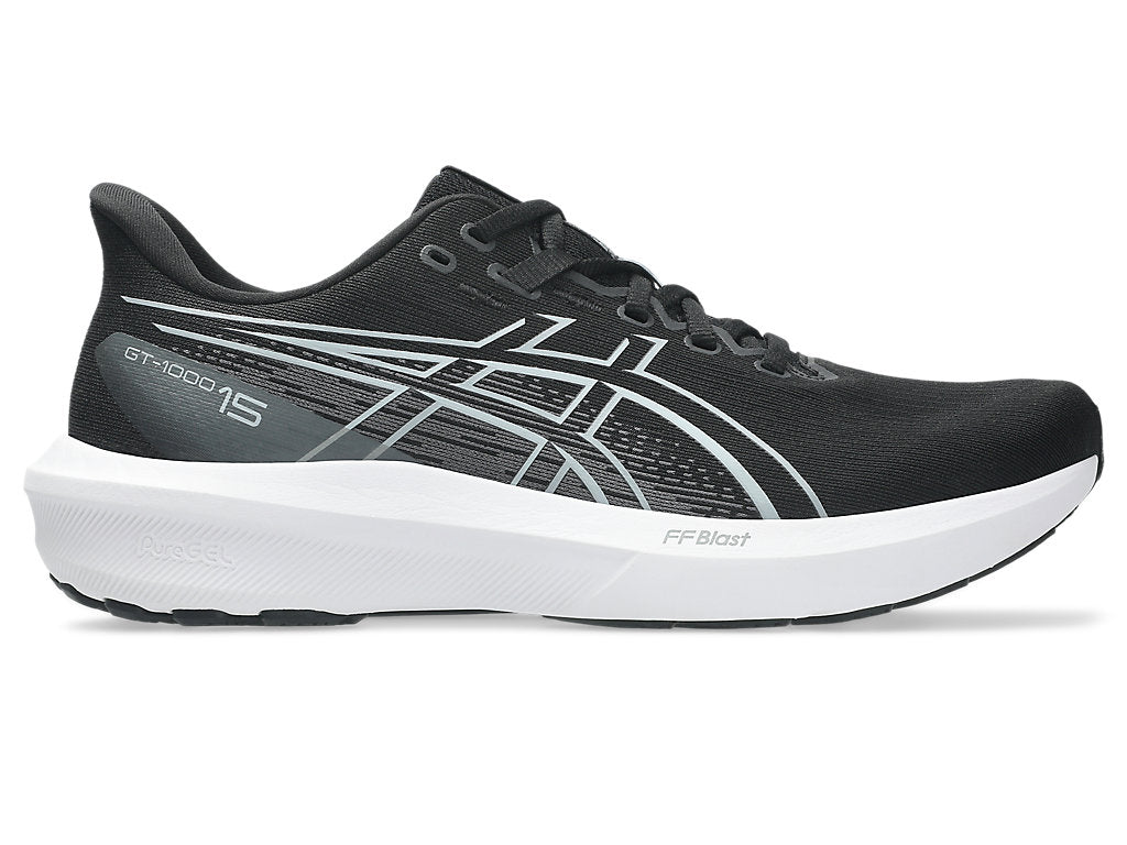 ASICS MEN'S GT 1000 15 BLACK/WHITE RUNNING SHOES